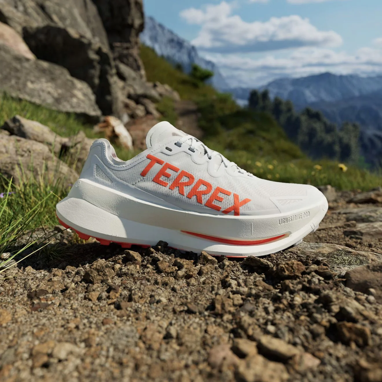 Adidas Terrex Agravic Speed Ultra Trail Running Shoes Ultra Cloud White / Impact Orange / Dash Grey - Image 2