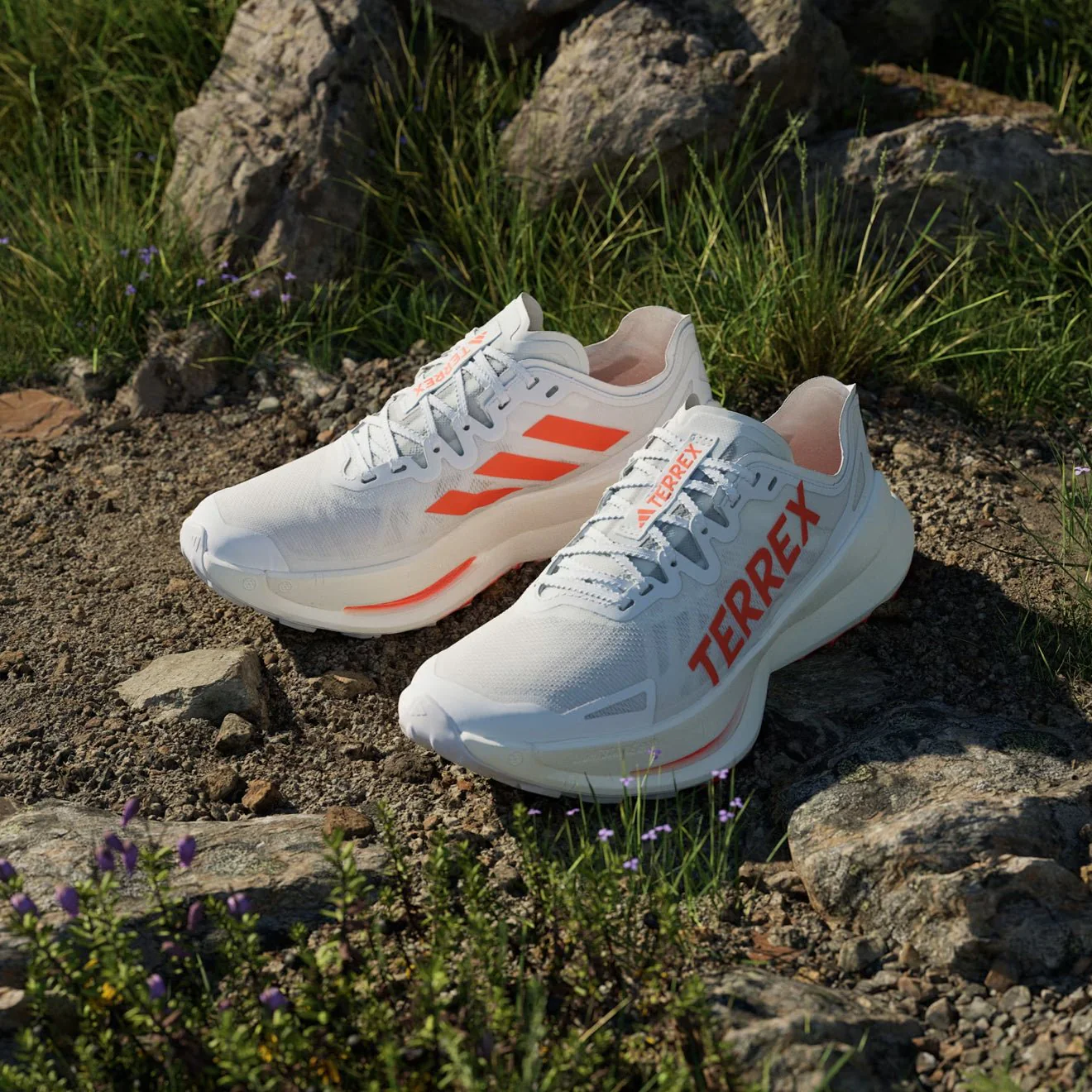 Adidas Terrex Agravic Speed Ultra Trail Running Shoes Ultra Cloud White / Impact Orange / Dash Grey - Image 3