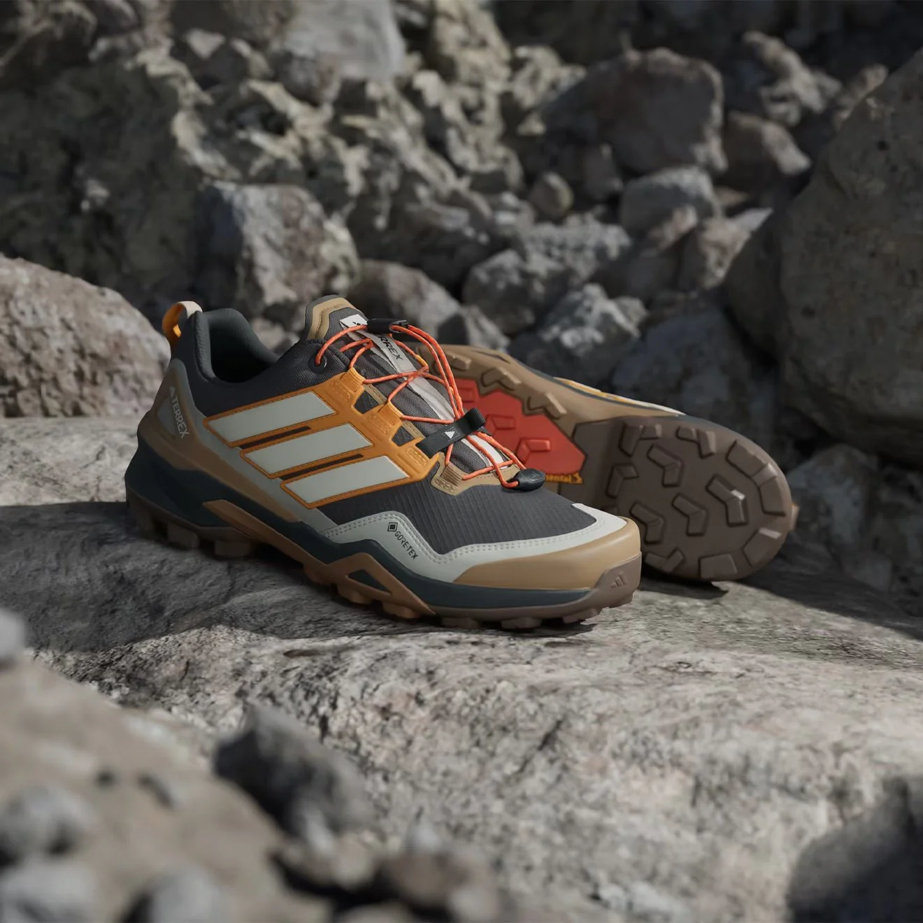 Adidas Terrex Skychaser GoreTeX Hiking Shoe Carbon / Off White / Pure Tangerine - Image 3
