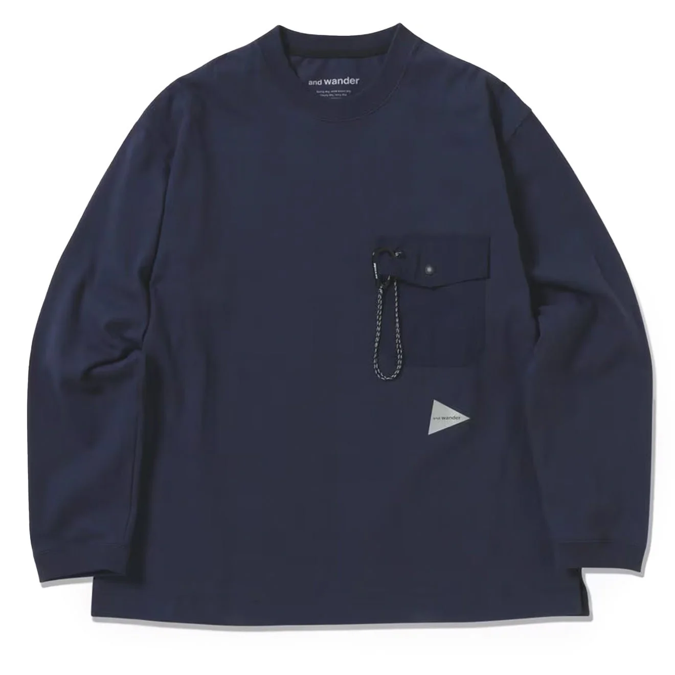And Wander Heavy Cotton Pocket L/S Tee Navy