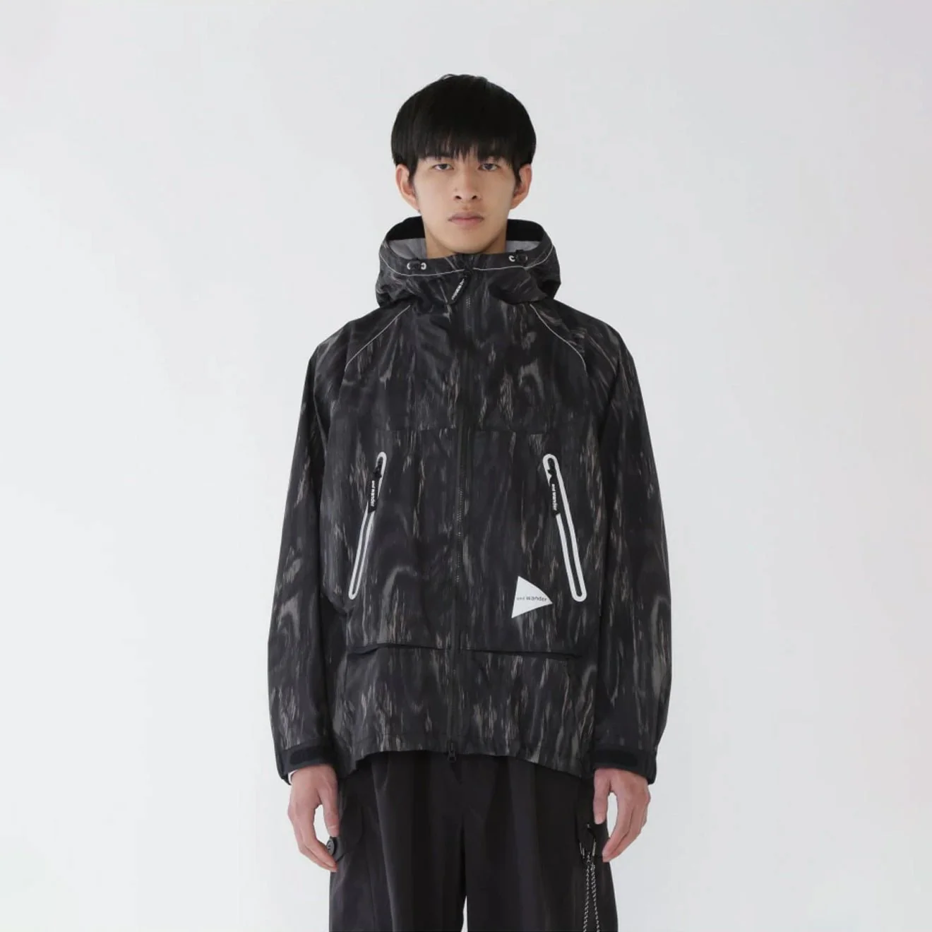 And Wander Printed Rain Jacket Black - Image 3
