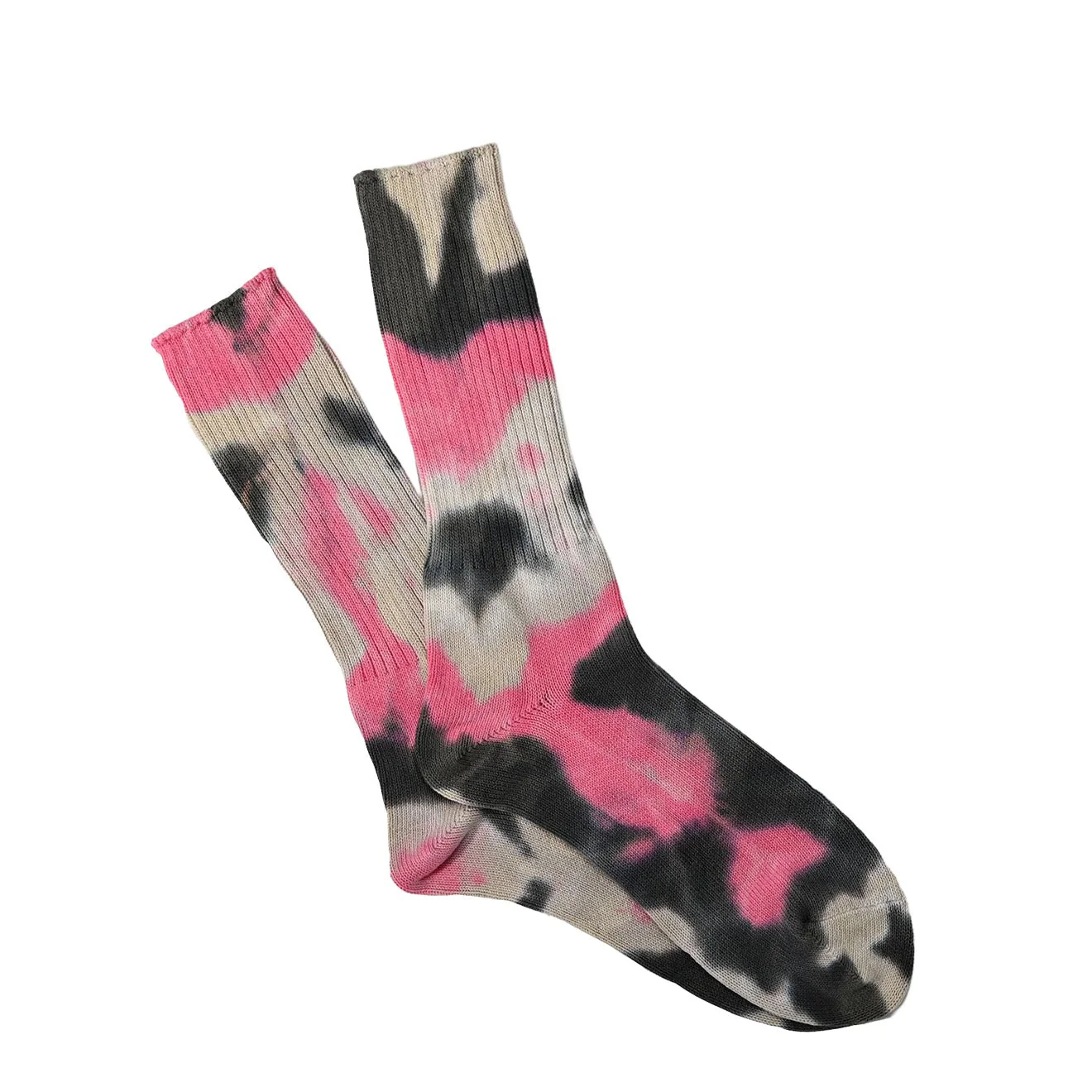 Anonymous Ism Uneven Dyed Crew Sock Pink