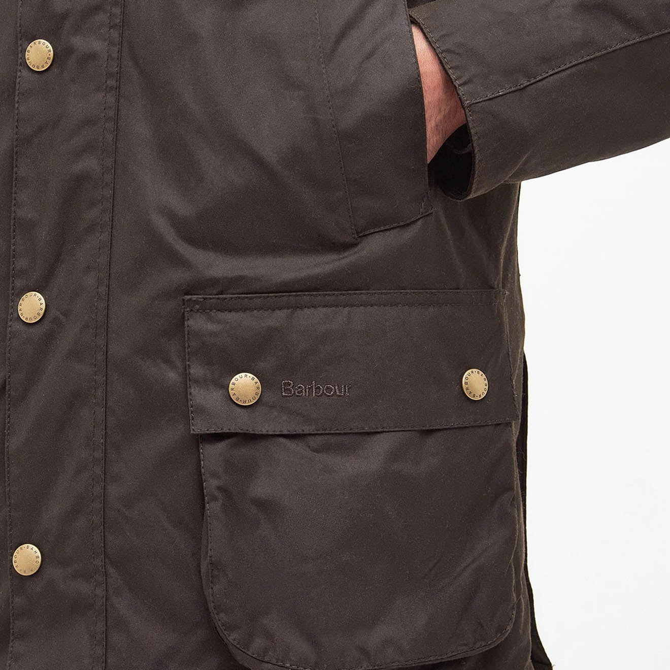 Barbour Ashby Waxed Jacket Olive - Image 5