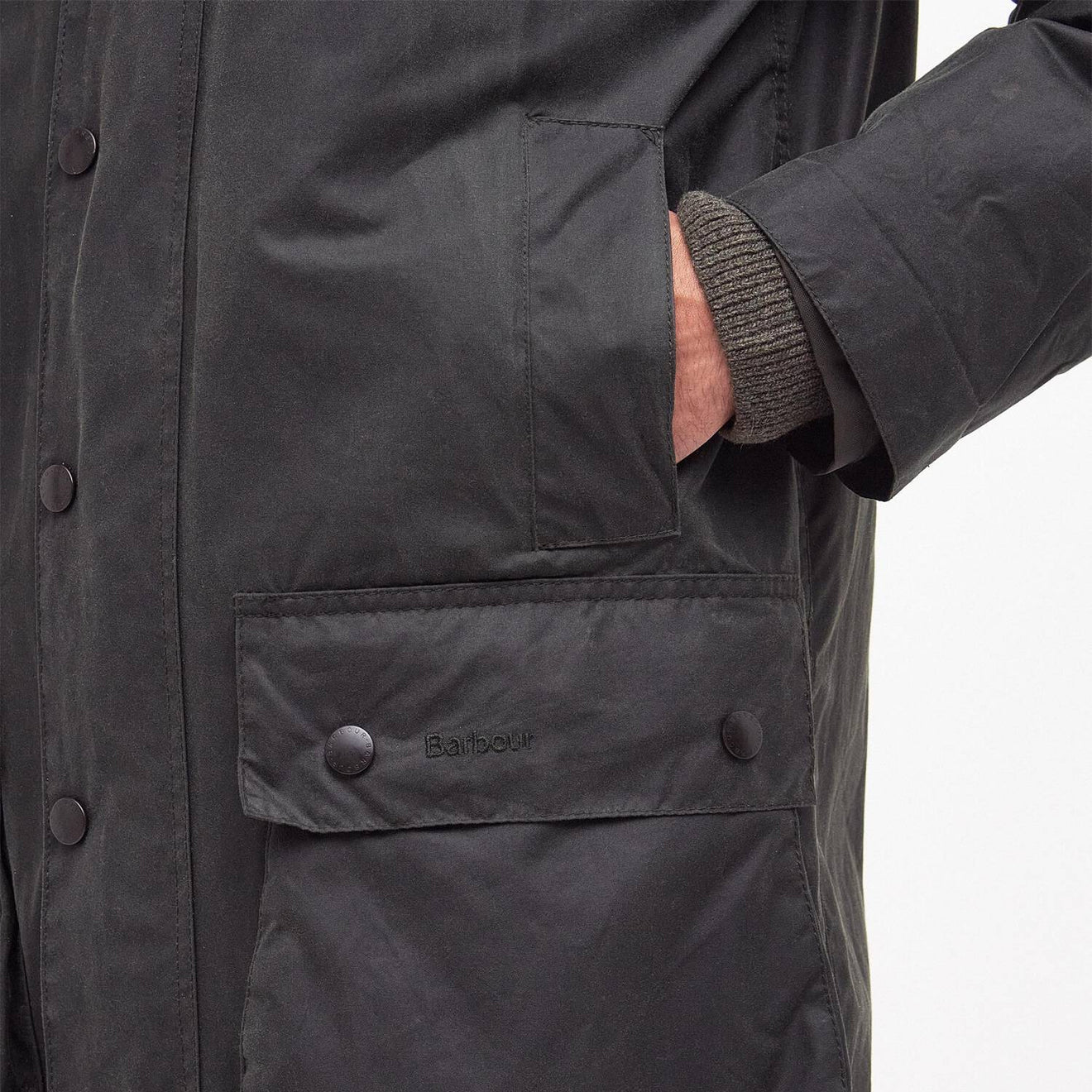 Barbour Border Waxed Jacket Sage - Image 5