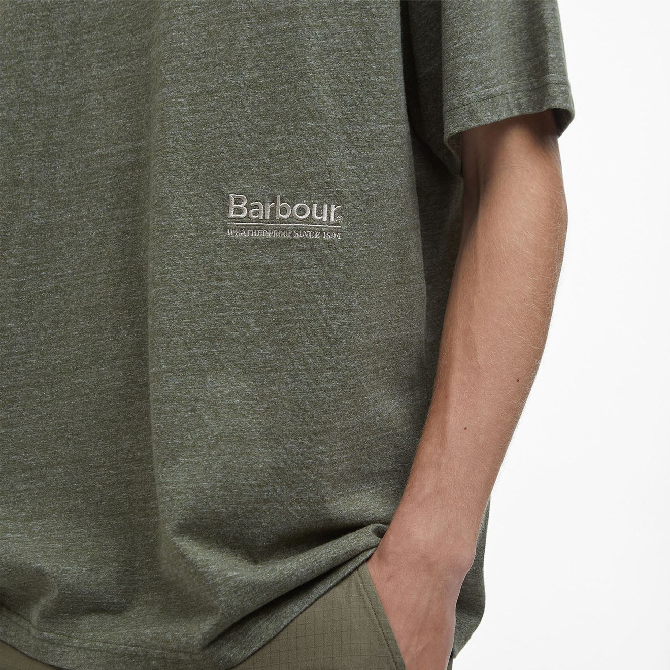 Barbour Calton Linen Blend Fit T-Shirt Burnt Olive - Image 3