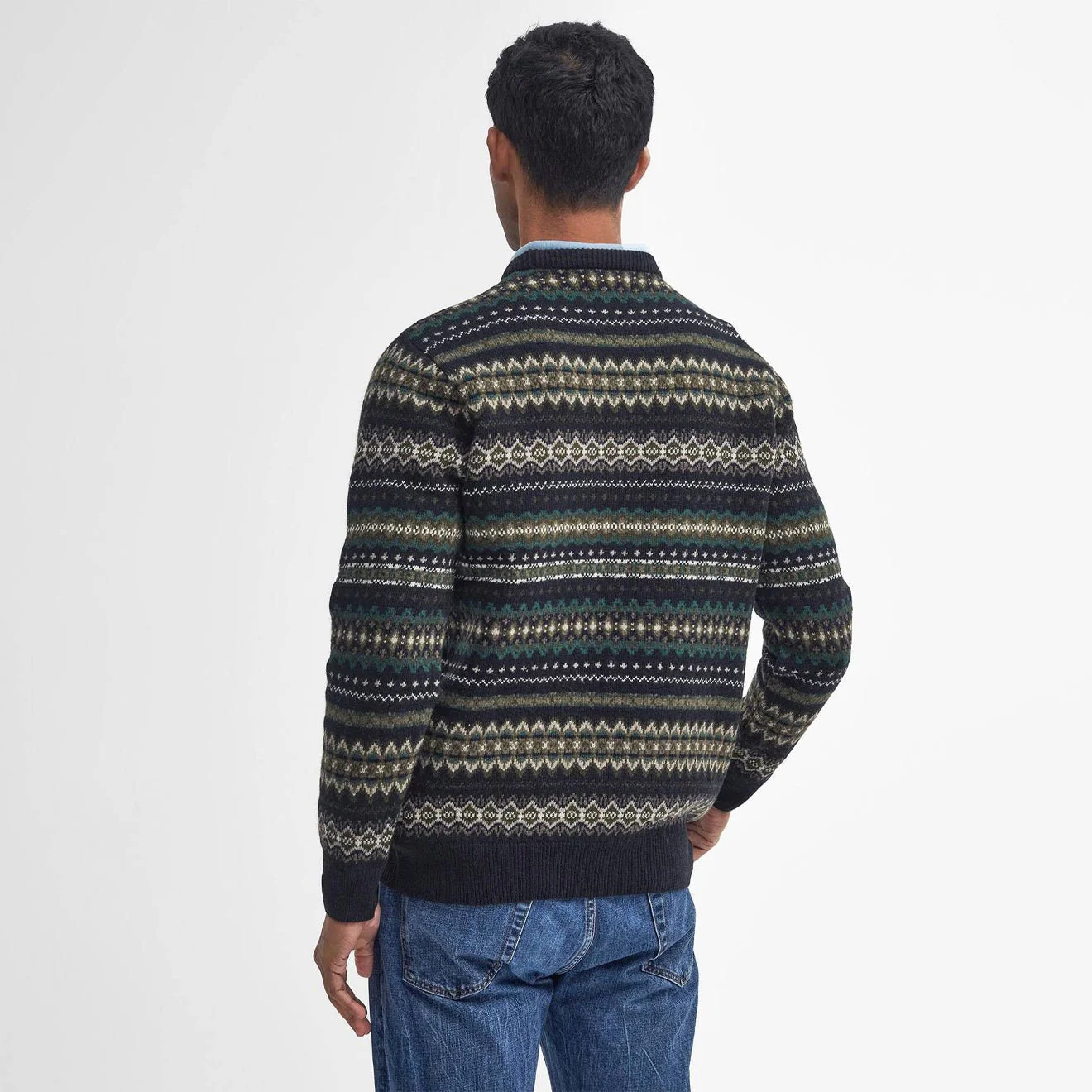 Barbour Case Fair Isle Crew Neck Sweater Black Marl - Image 3