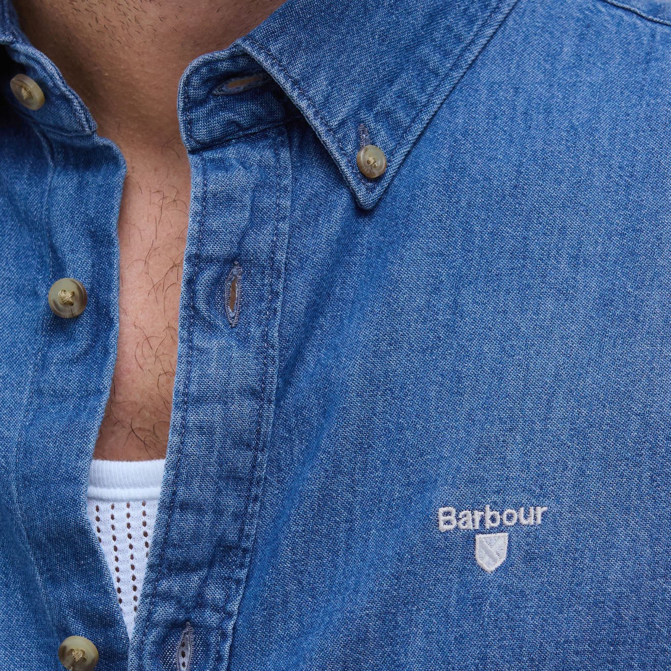 Barbour Chambray Crest Tailored Fit Shirt Chambray - Image 4