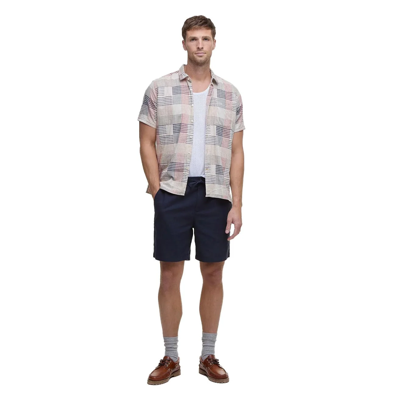 Barbour Cotton Linen Relaxed Short Navy - Image 2