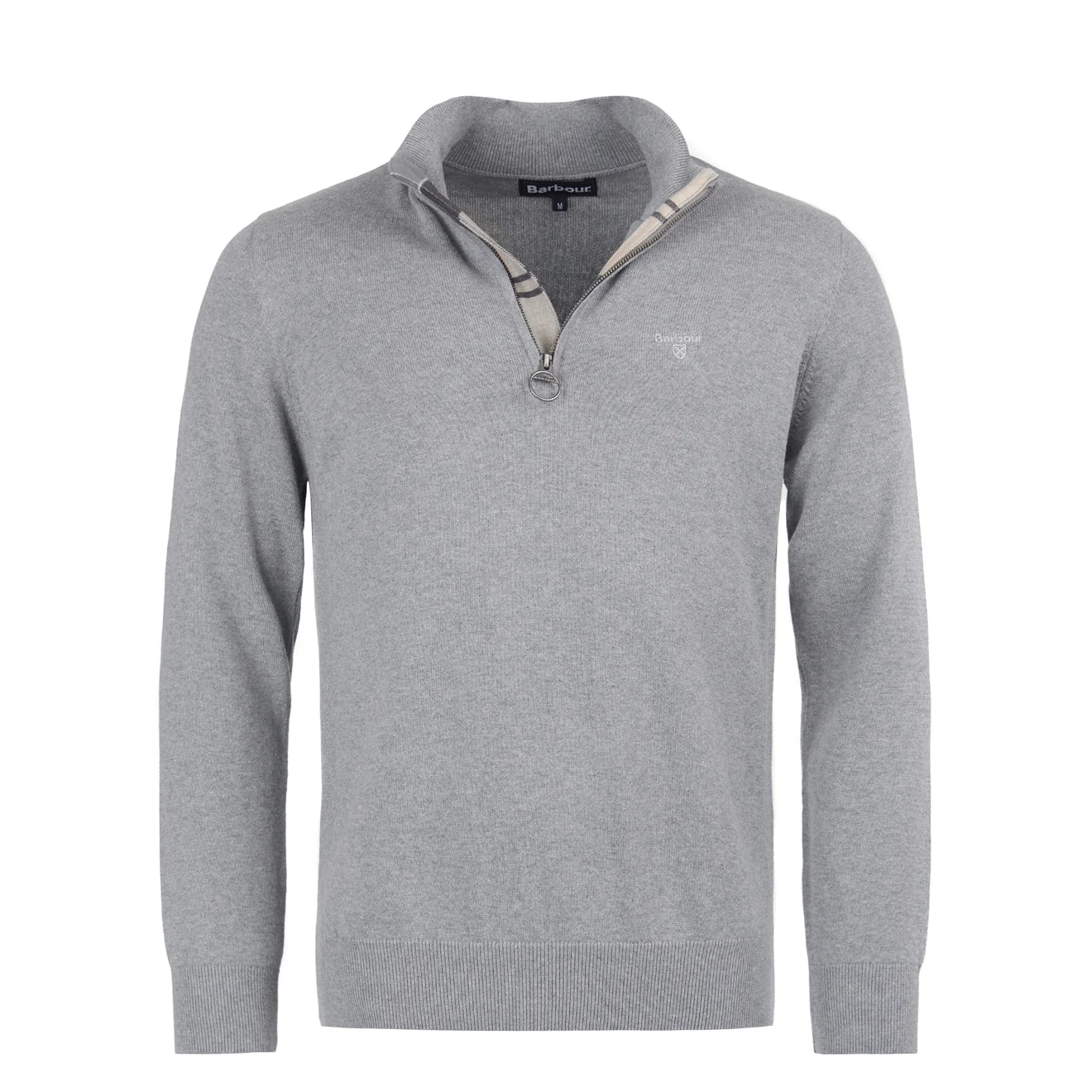 Barbour Cotton Quarter-Zip Jumper Grey Marl
