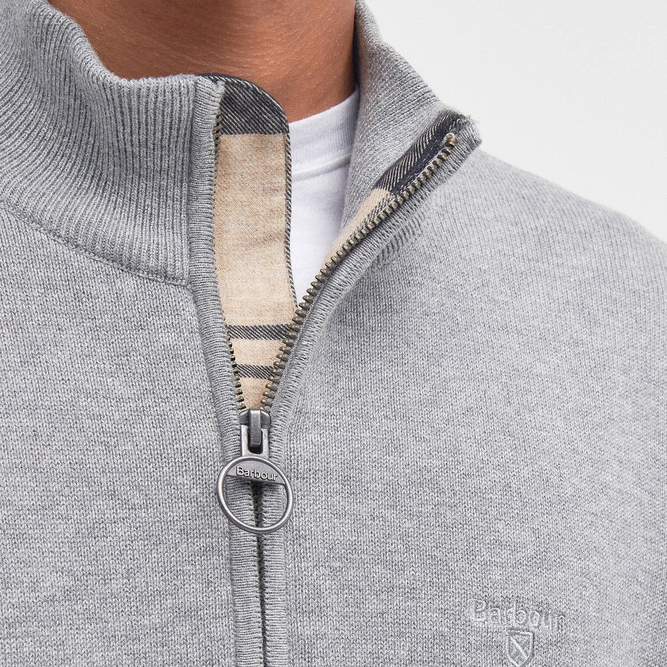 Barbour Cotton Quarter-Zip Jumper Grey Marl - Image 4