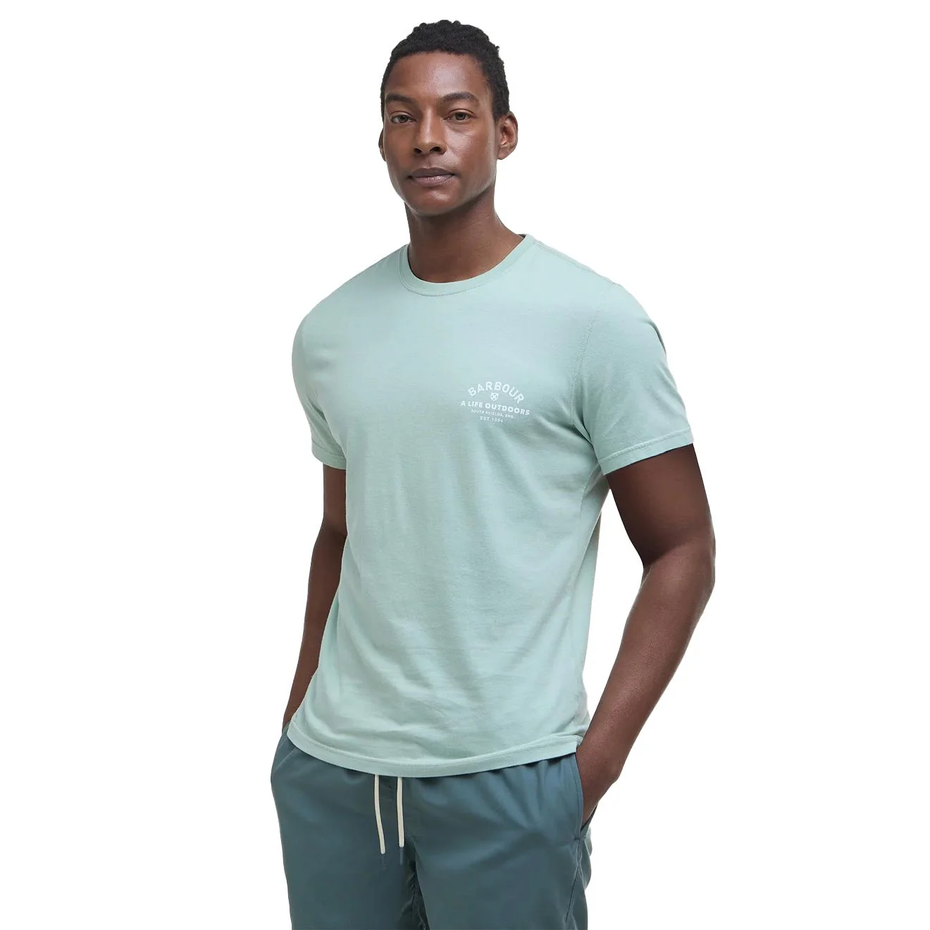 Barbour Cranmer Logo T-Shirt Pale Apple - Image 2