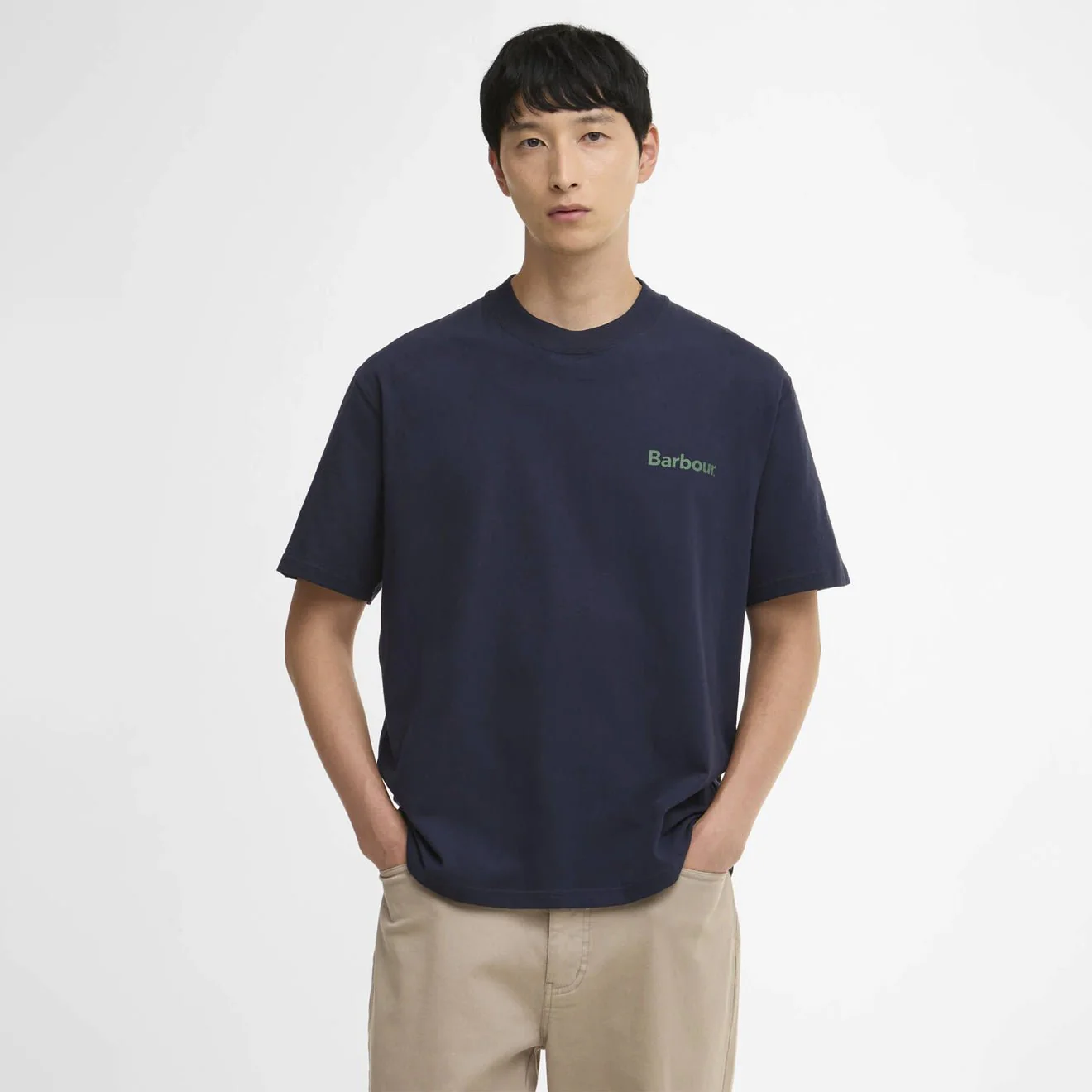 Barbour Crossby Archive Logo Oversized T-Shirt Navy - Image 2
