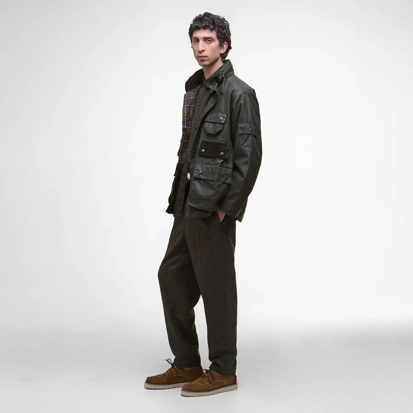 Barbour Editor Waxed Jacket Archive Olive - Image 4