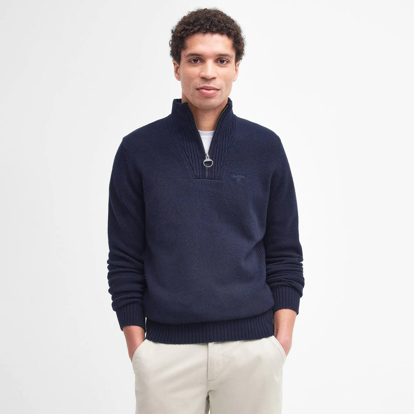 Barbour Essential Half Zip Jumper Navy - Image 2