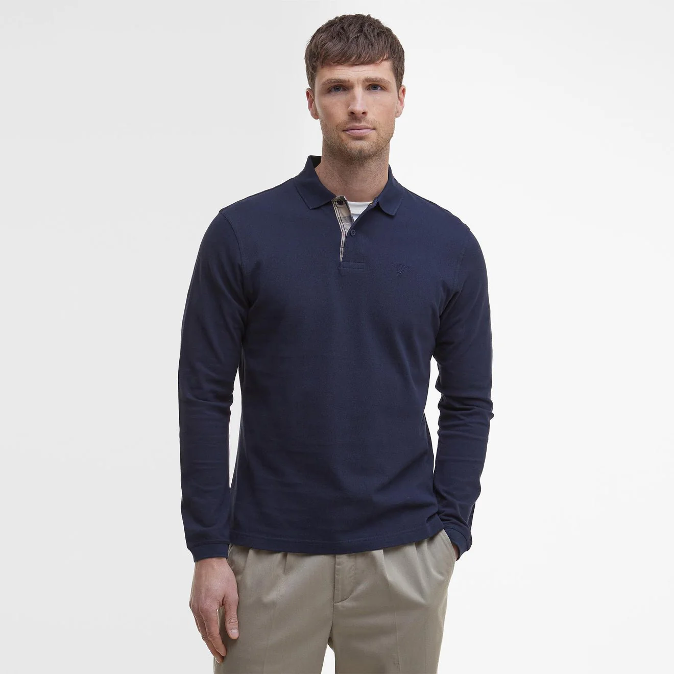 Barbour Essential L/S Polo Shirt Navy - Image 2