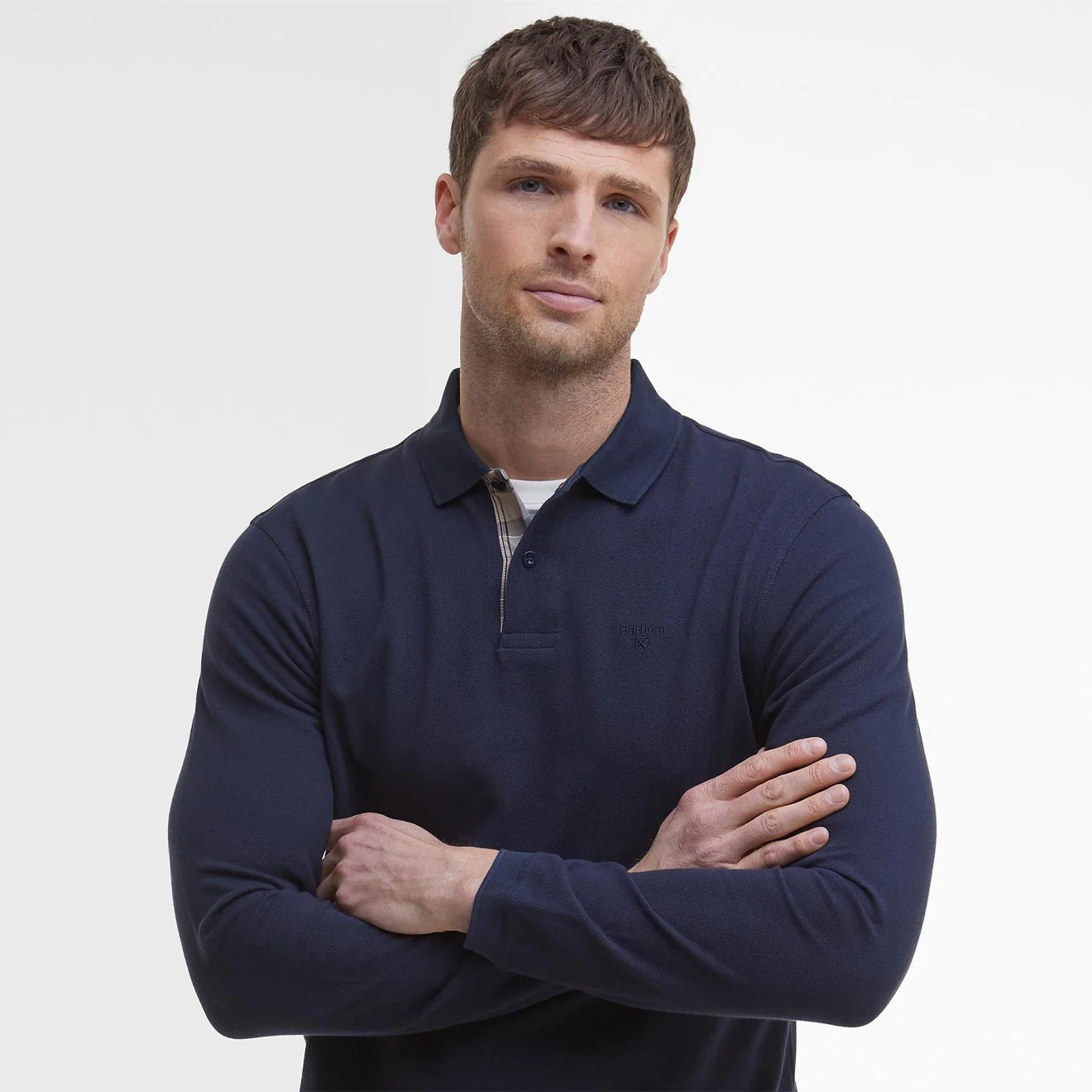Barbour Essential L/S Polo Shirt Navy - Image 5