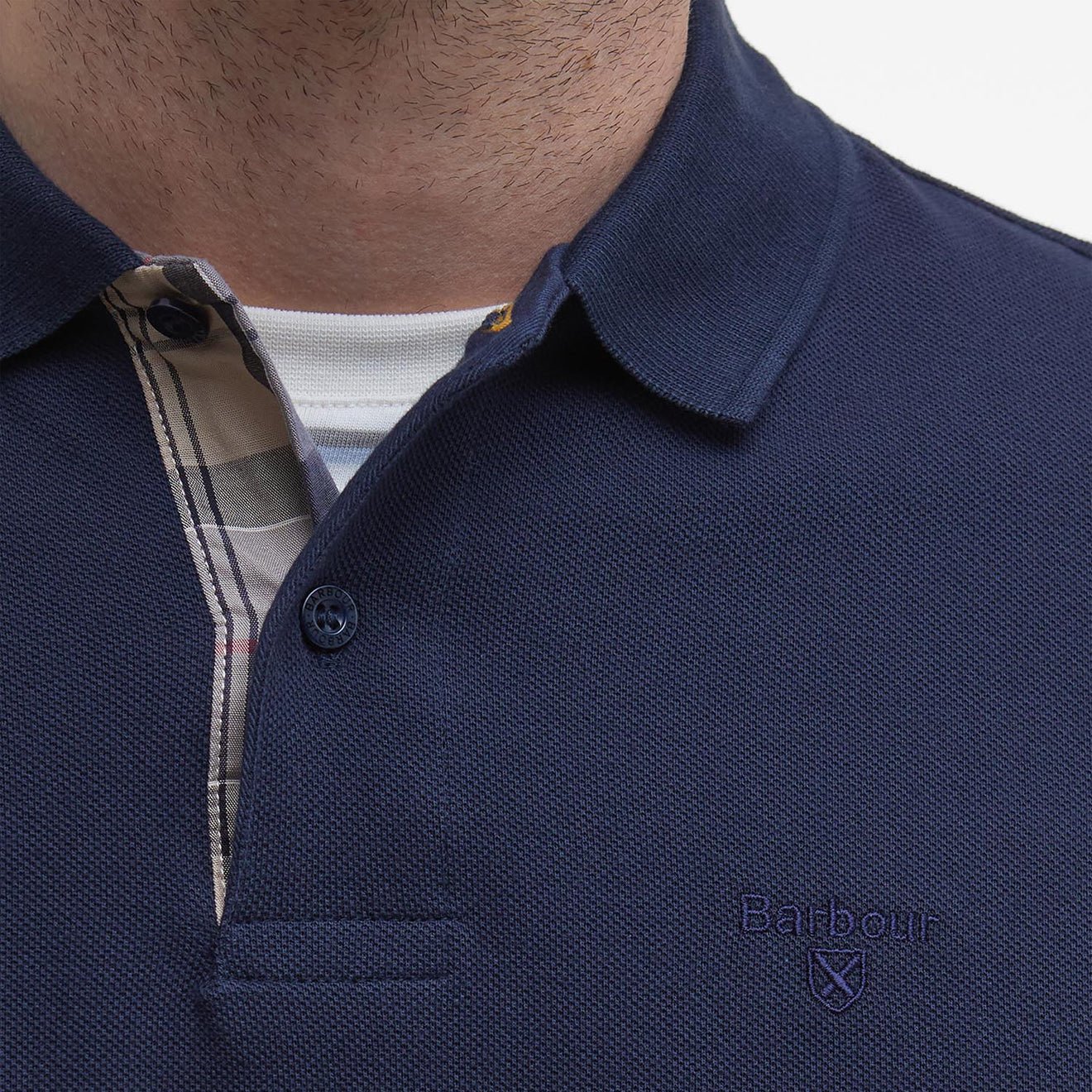 Barbour Essential L/S Polo Shirt Navy - Image 6