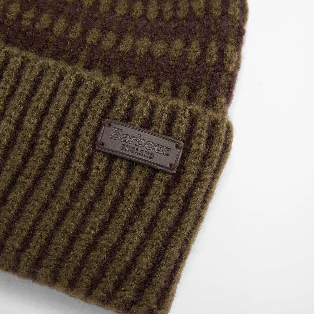Barbour Harray Beanie Hat Olive/Fired Brick - Image 2