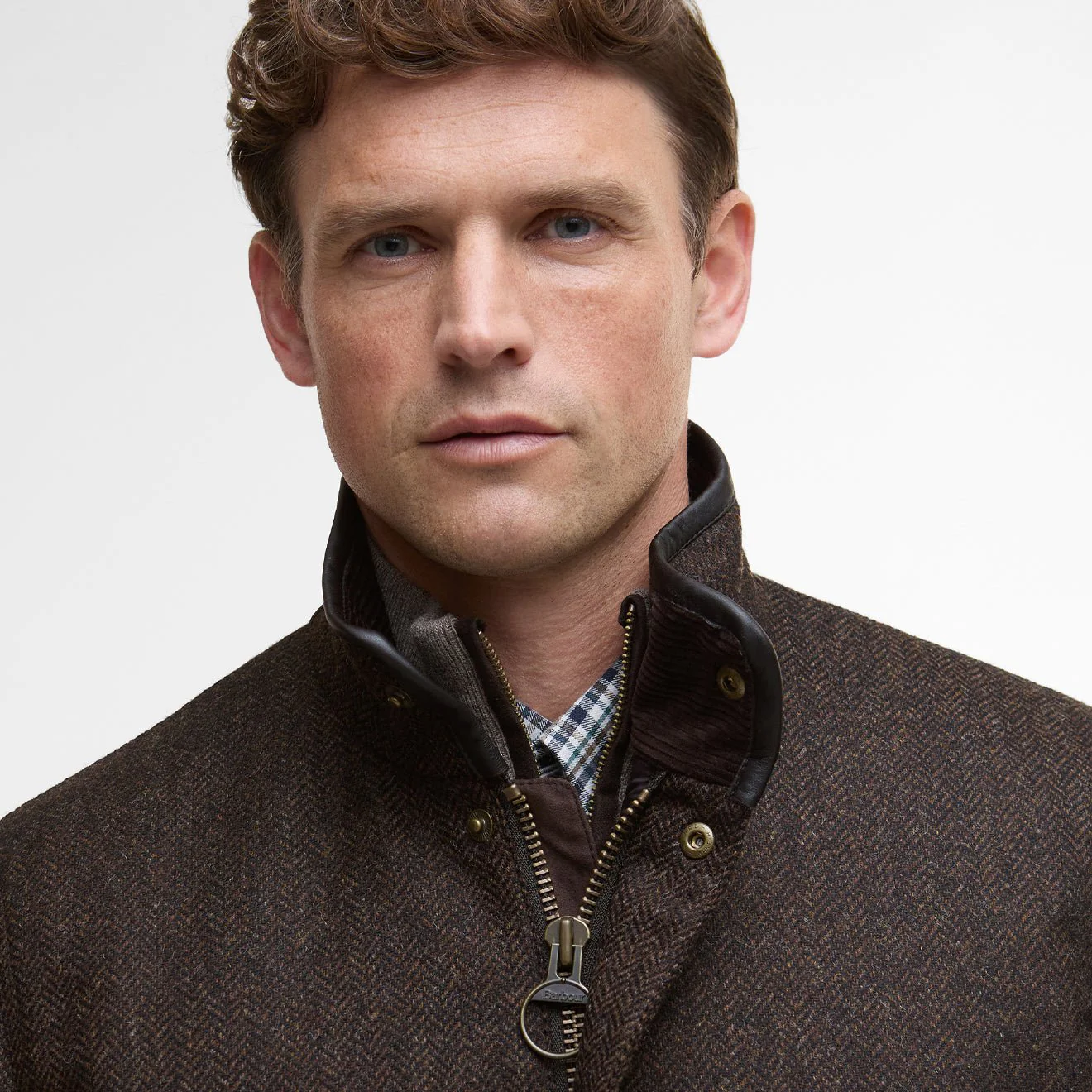 Barbour Hereford Tweed Wool Jacket Rustic Brown - Image 3
