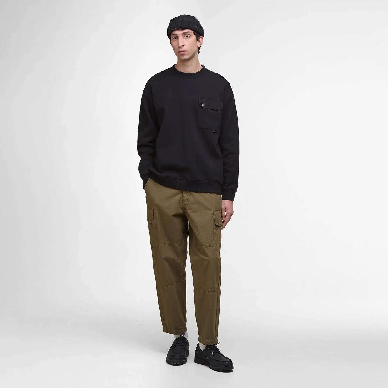 Barbour Leazes Crew Neck Sweatshirt Black - Image 2