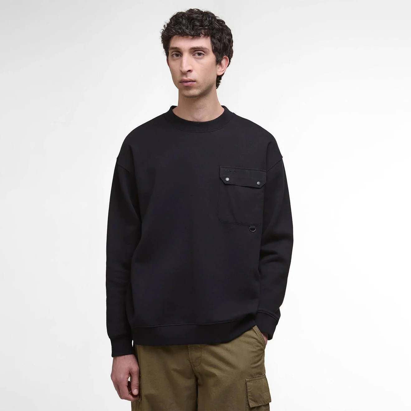 Barbour Leazes Crew Neck Sweatshirt Black - Image 3