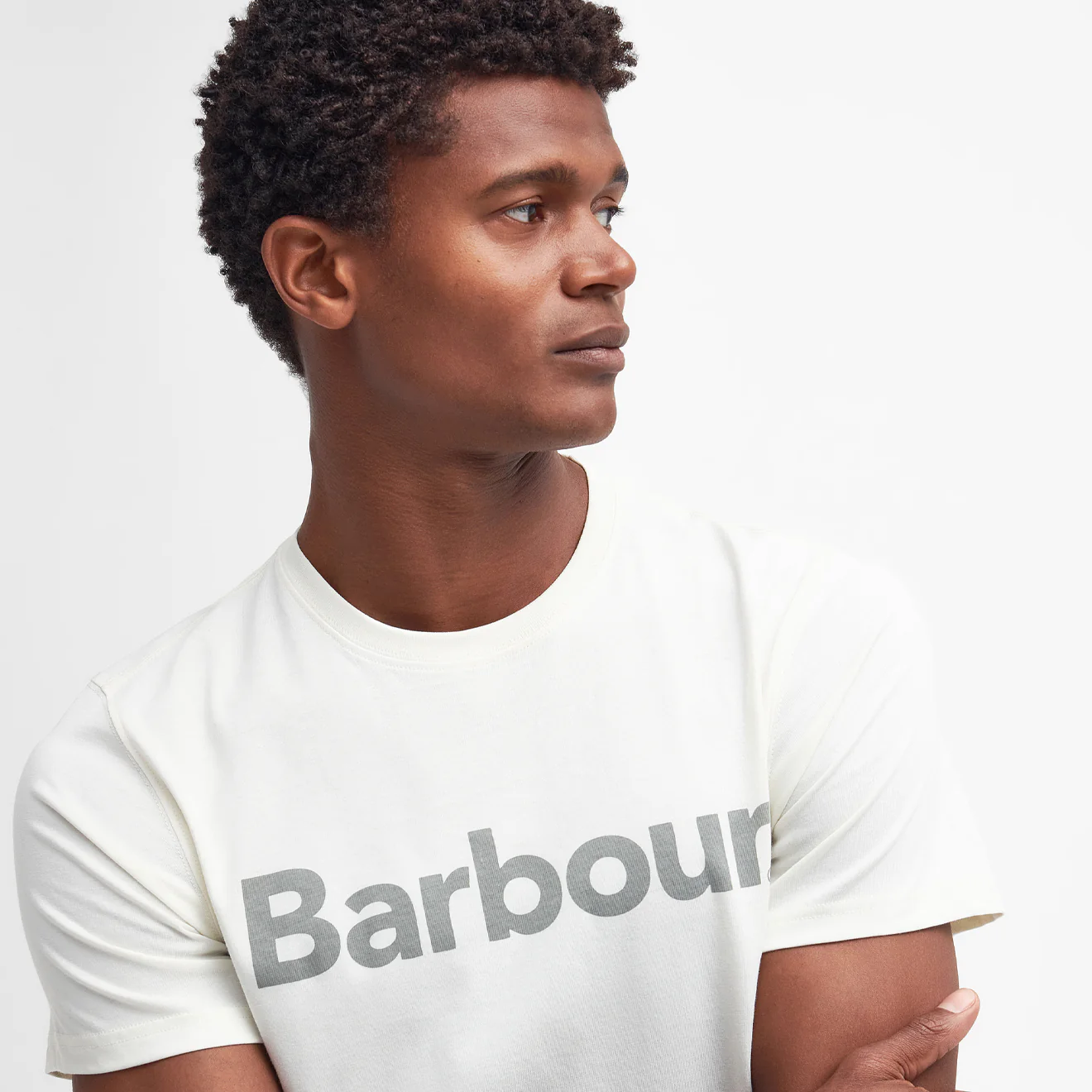 Barbour Logo T-Shirt Ecru - Image 4