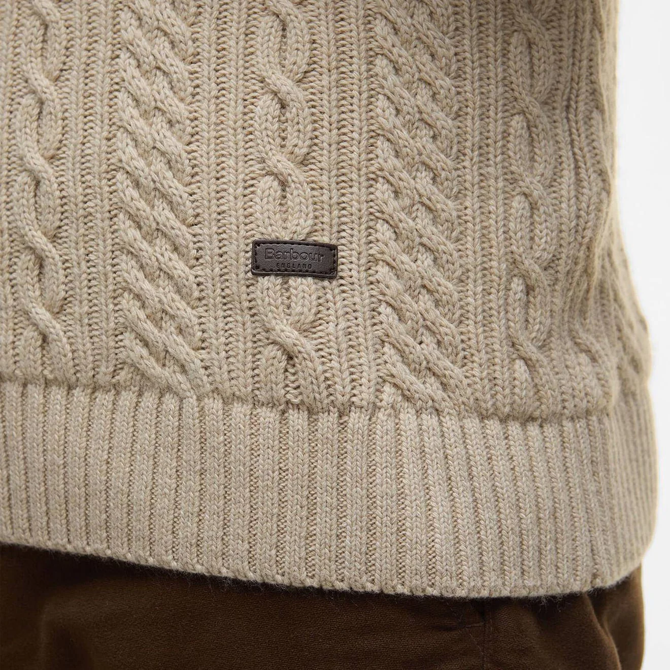 Barbour Lowfen Cable-Knit Jumper Stone - Image 4