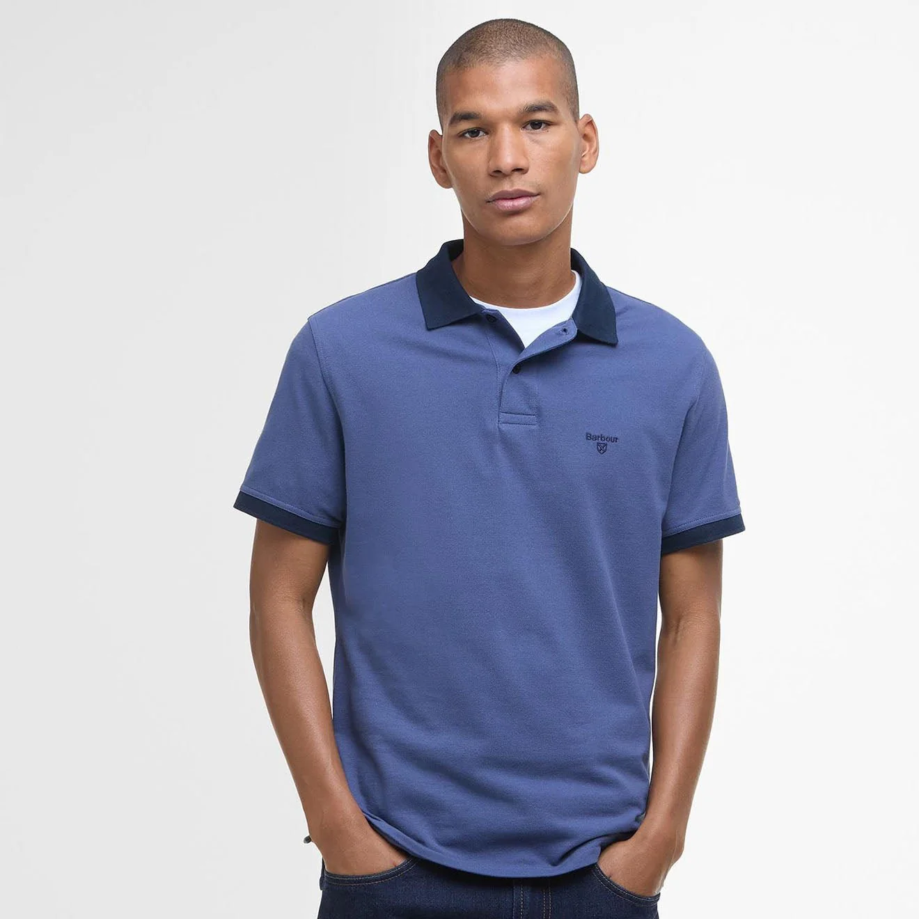 Barbour Lynmouth Tipped Tailored Fit Polo Shirt Oceana - Image 2