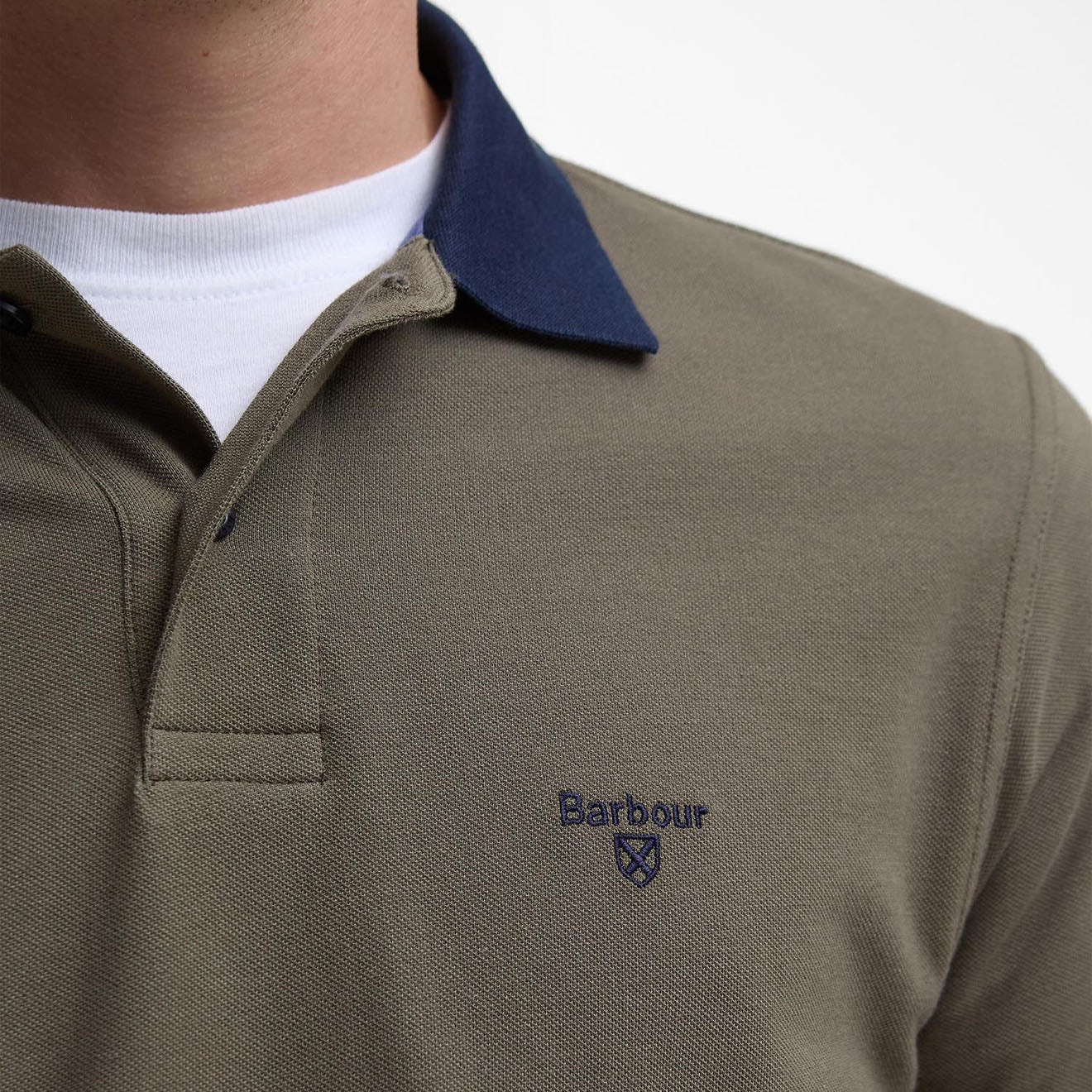 Barbour Lynmouth Tipped Tailored Fit Polo Shirt Uniform Green - Image 5