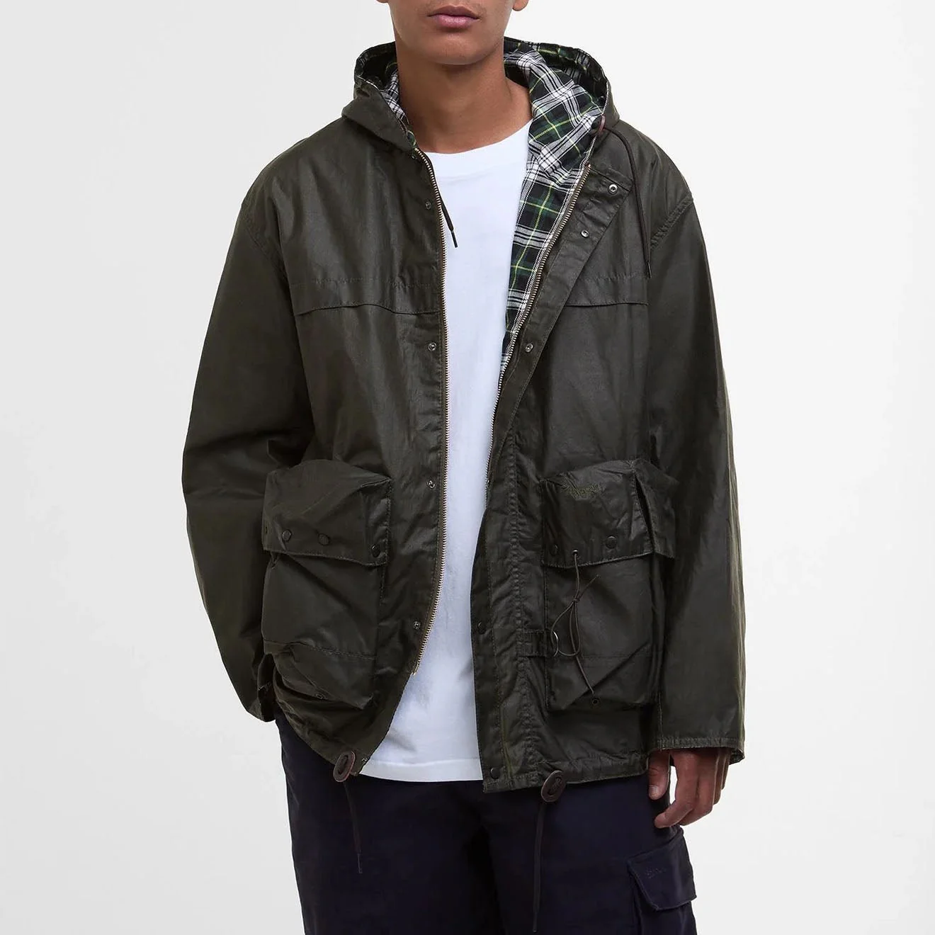 Barbour Modified Durham Wax Jacket Archive Olive - Image 3