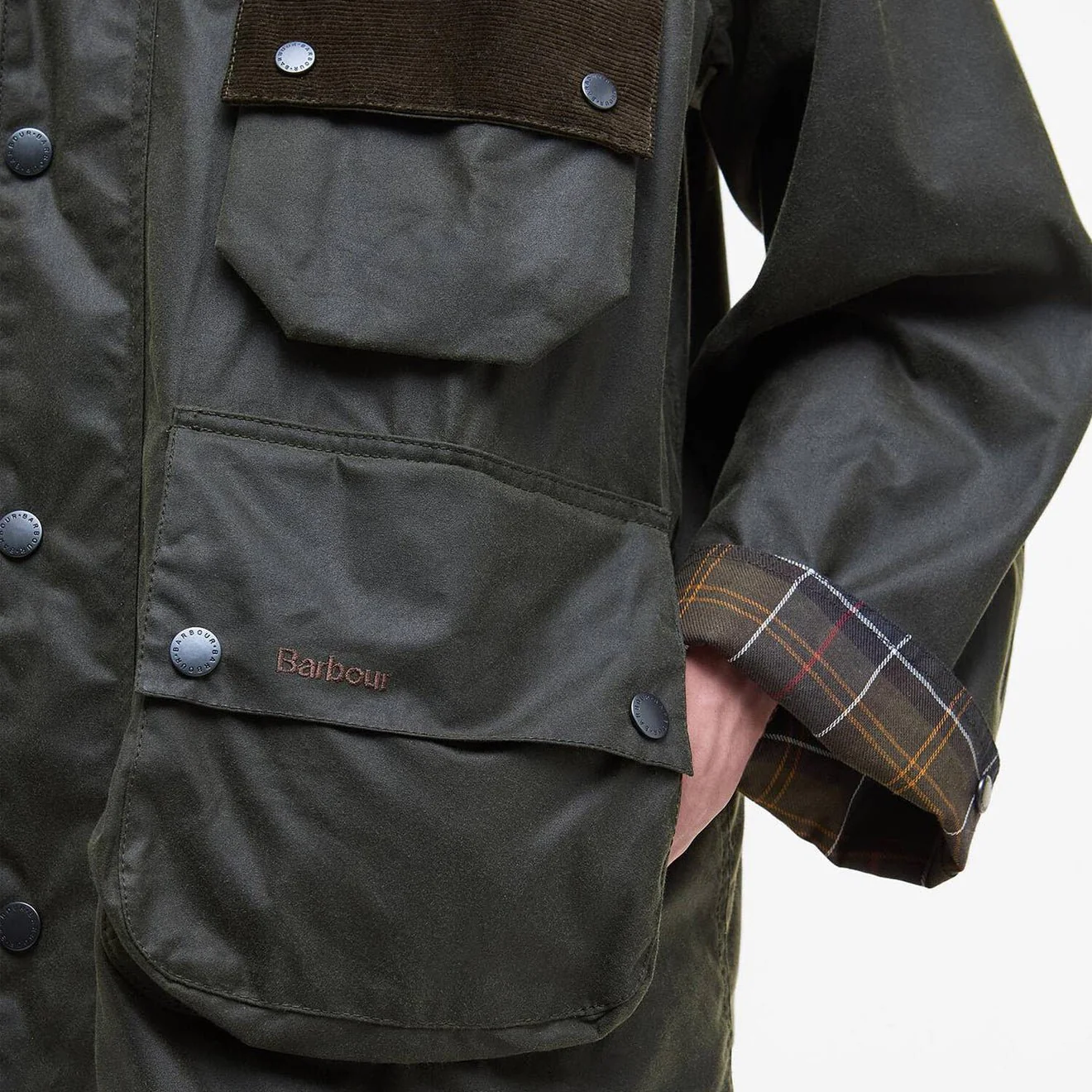 Barbour Modified Solway Waxed Jacket Olive - Image 7