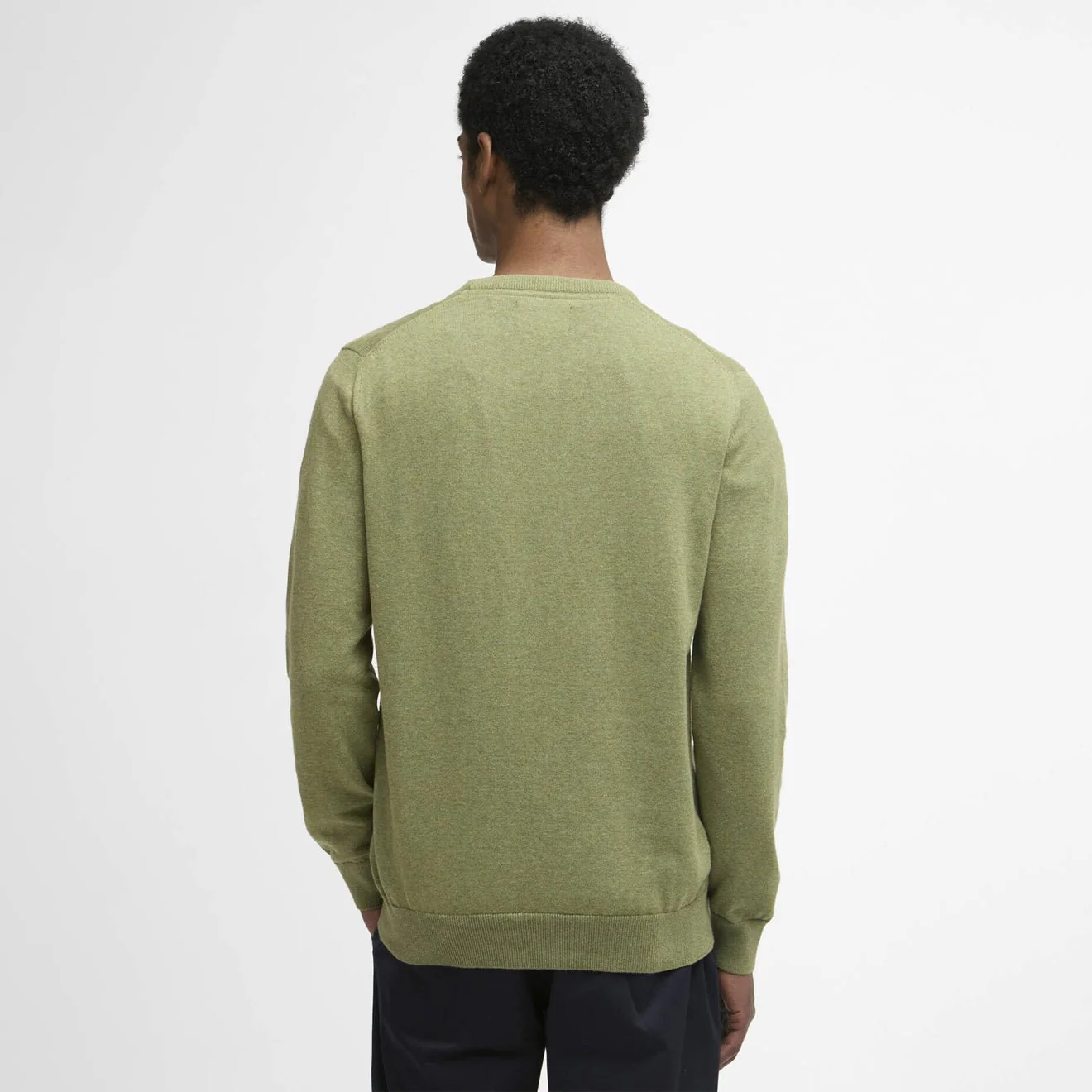 Barbour Pima Cotton Crew Neck Jumper Laurel Green - Image 3