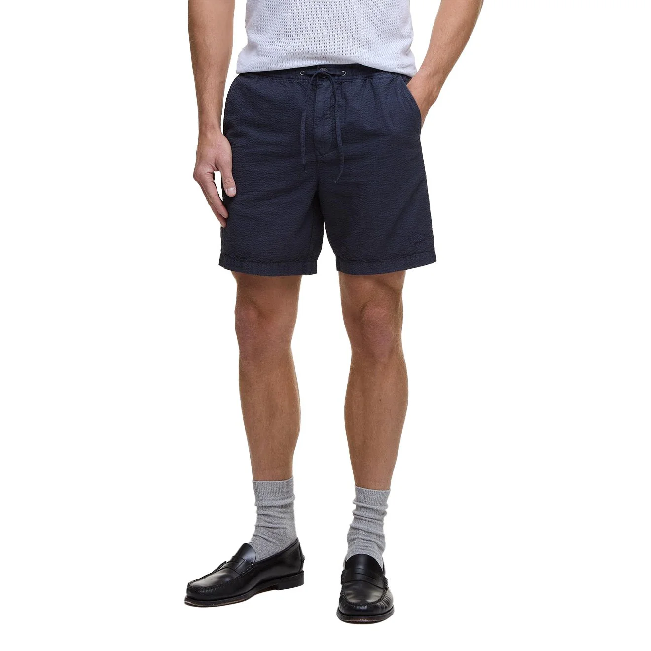 Barbour Seersucker Relaxed Short Navy - Image 3