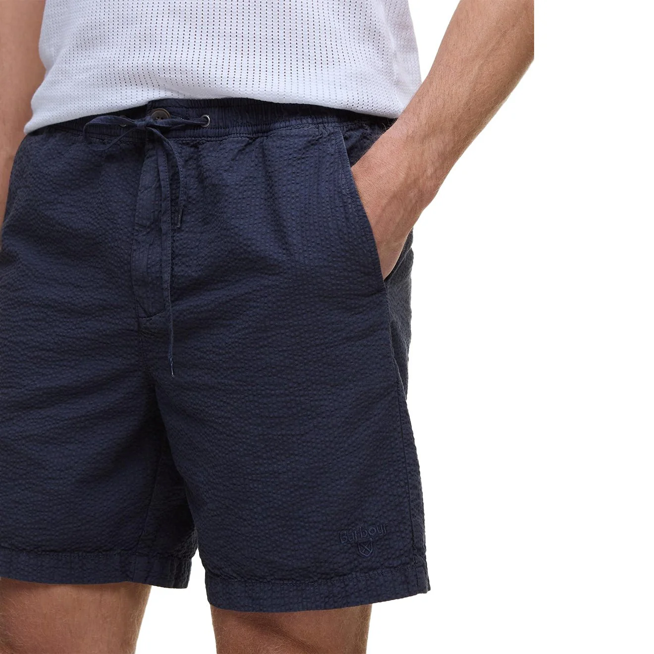 Barbour Seersucker Relaxed Short Navy - Image 5