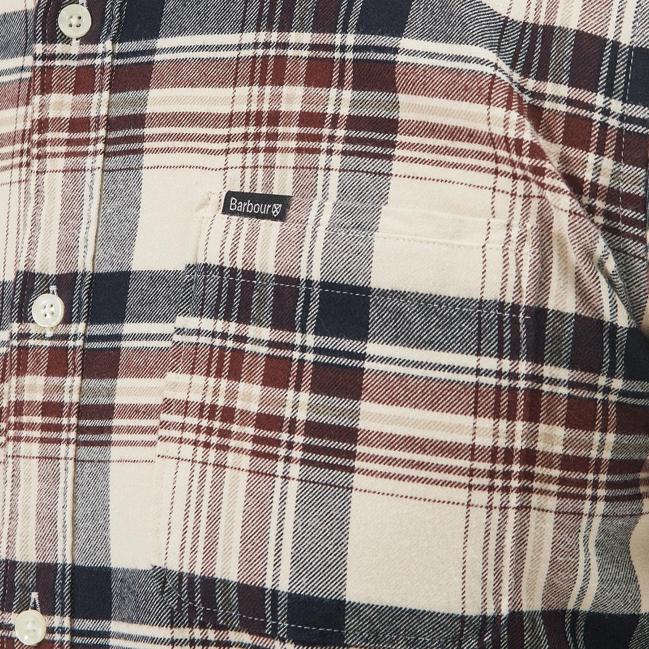 Barbour Shieldton Tailored Checked Shirt Ecru - Image 2