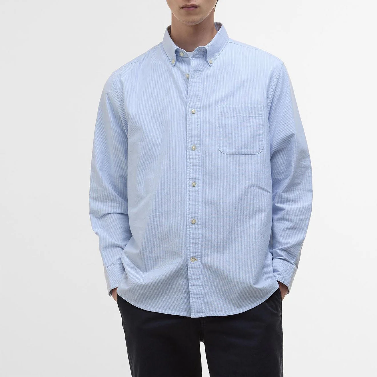 Barbour Striped Dunand Fit Oxford Shirt Sky Blue - Image 2