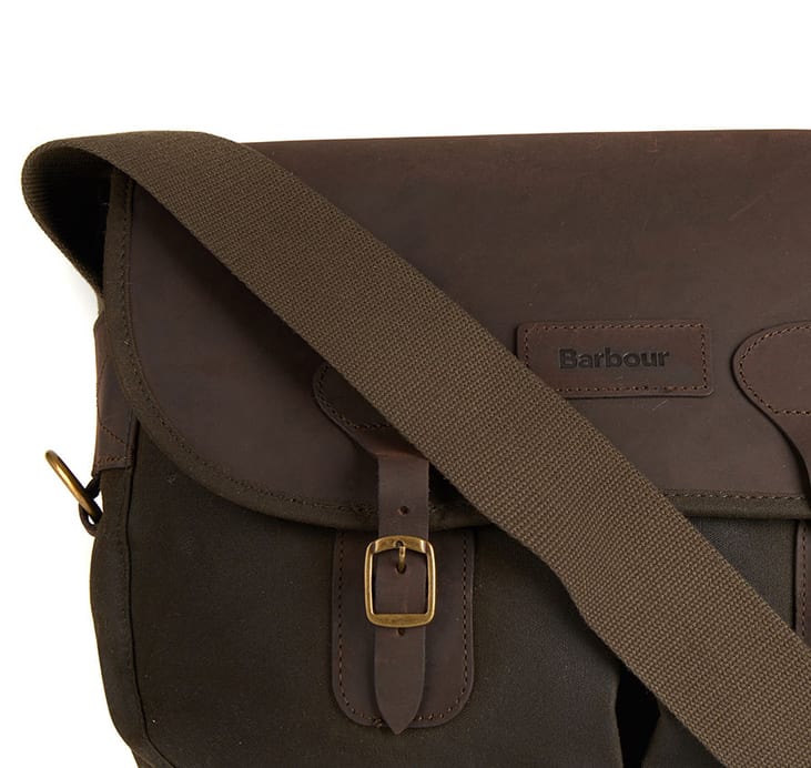 Barbour Wax Leather Tarras Bag Olive - Image 3