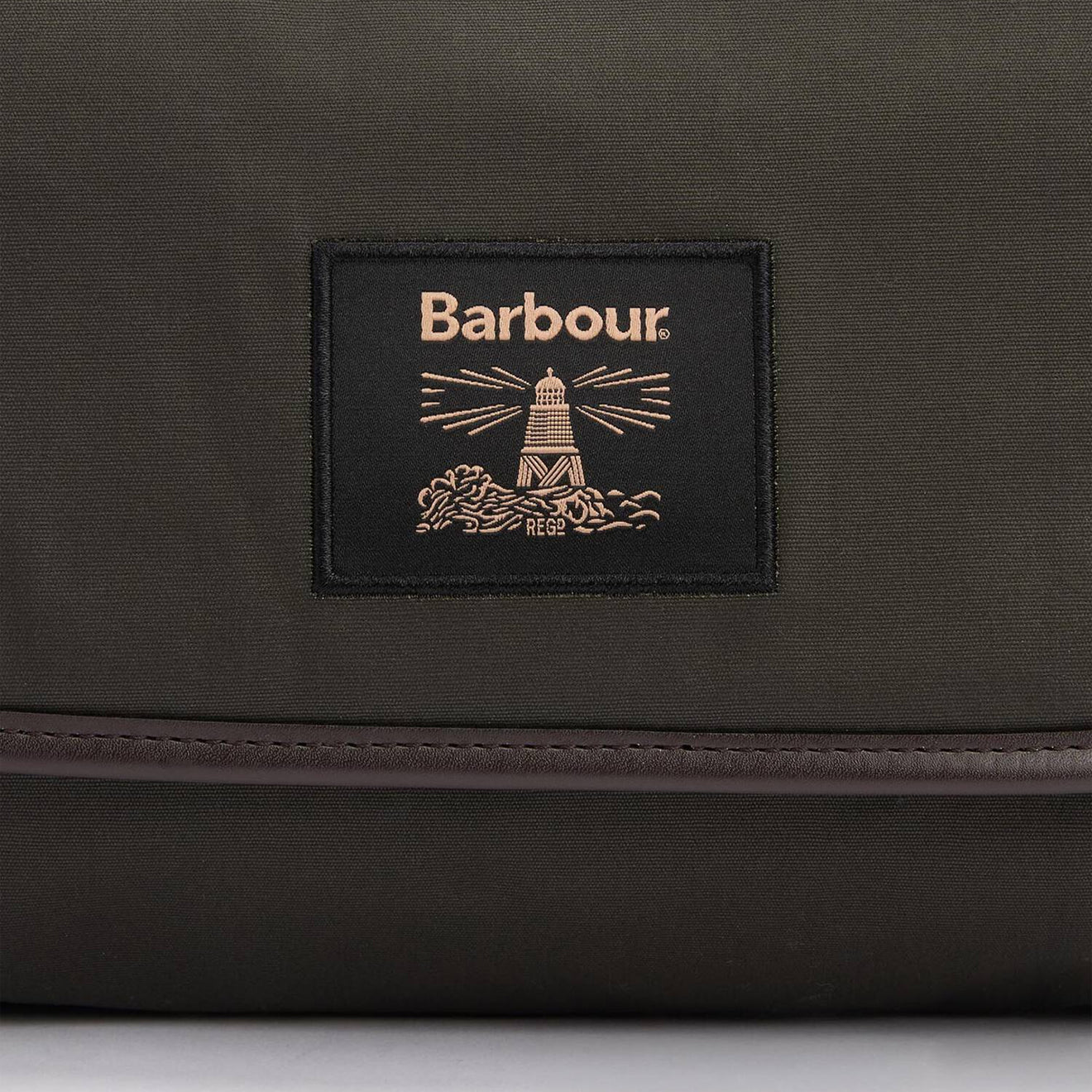 Barbour Waxed Hanging Washbag Olive/Beacon - Image 5