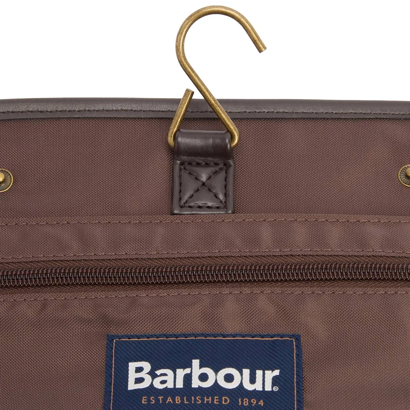 Barbour Waxed Hanging Washbag Olive/Beacon - Image 8
