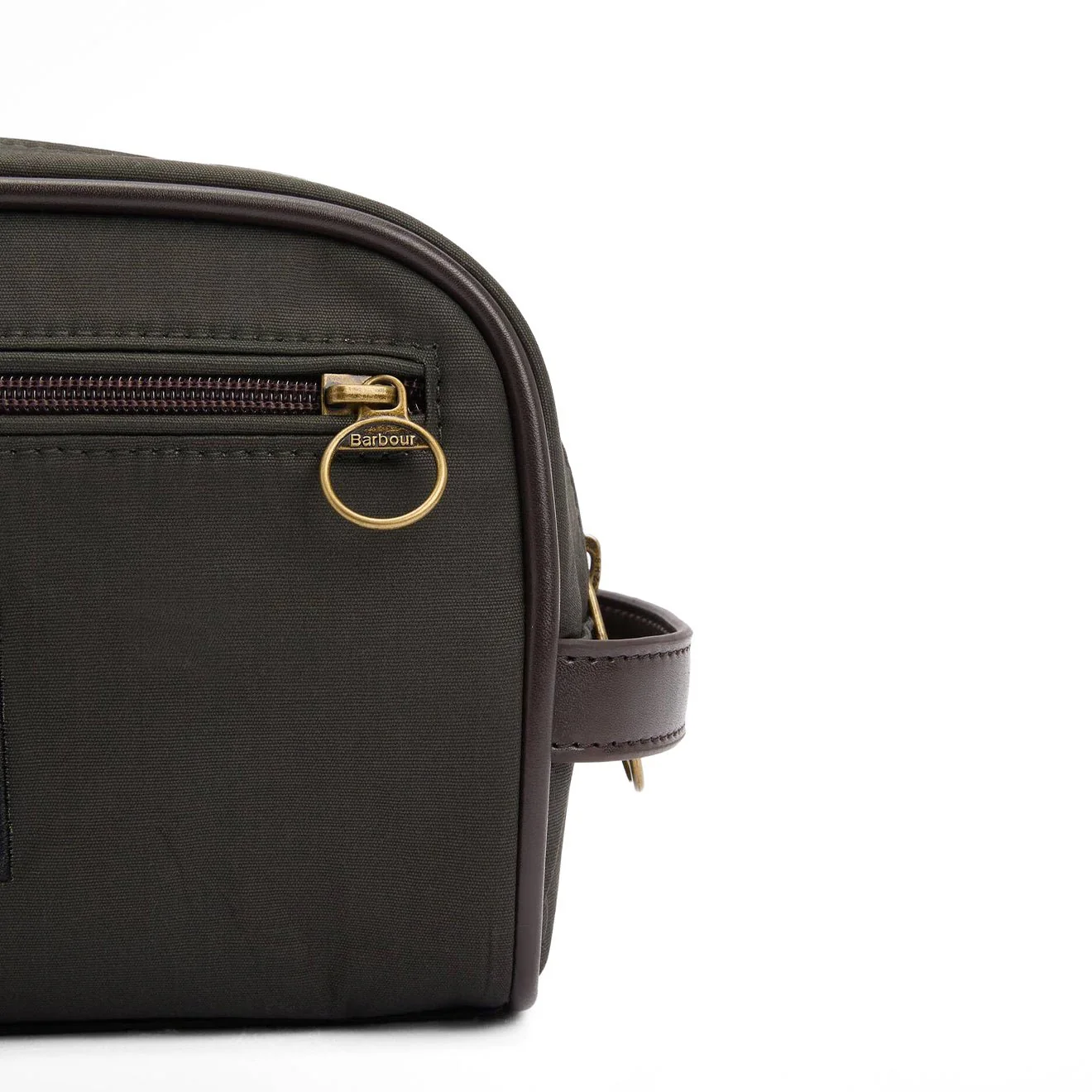 Barbour Waxed Washbag Olive/Beacon - Image 4