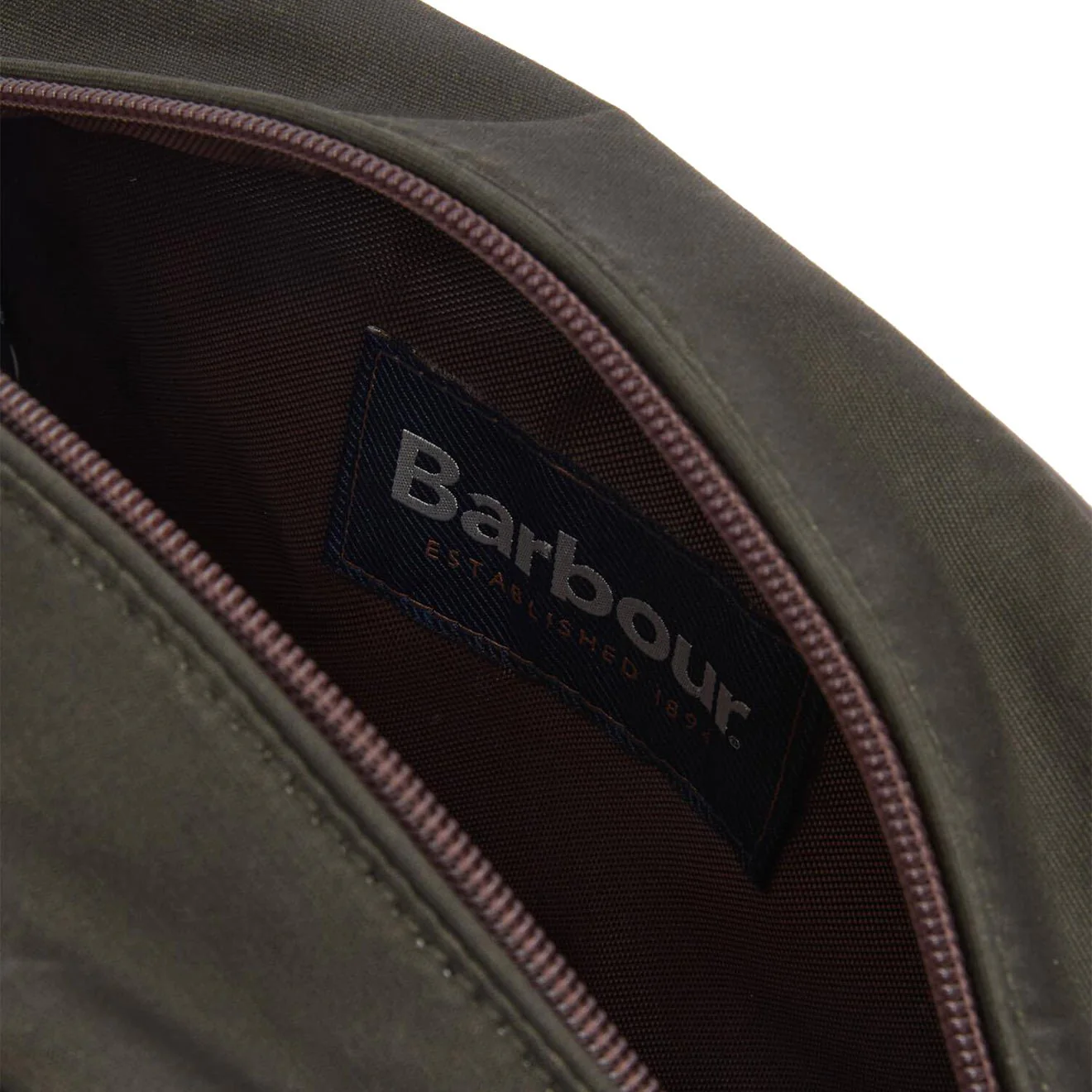 Barbour Waxed Washbag Olive/Beacon - Image 6