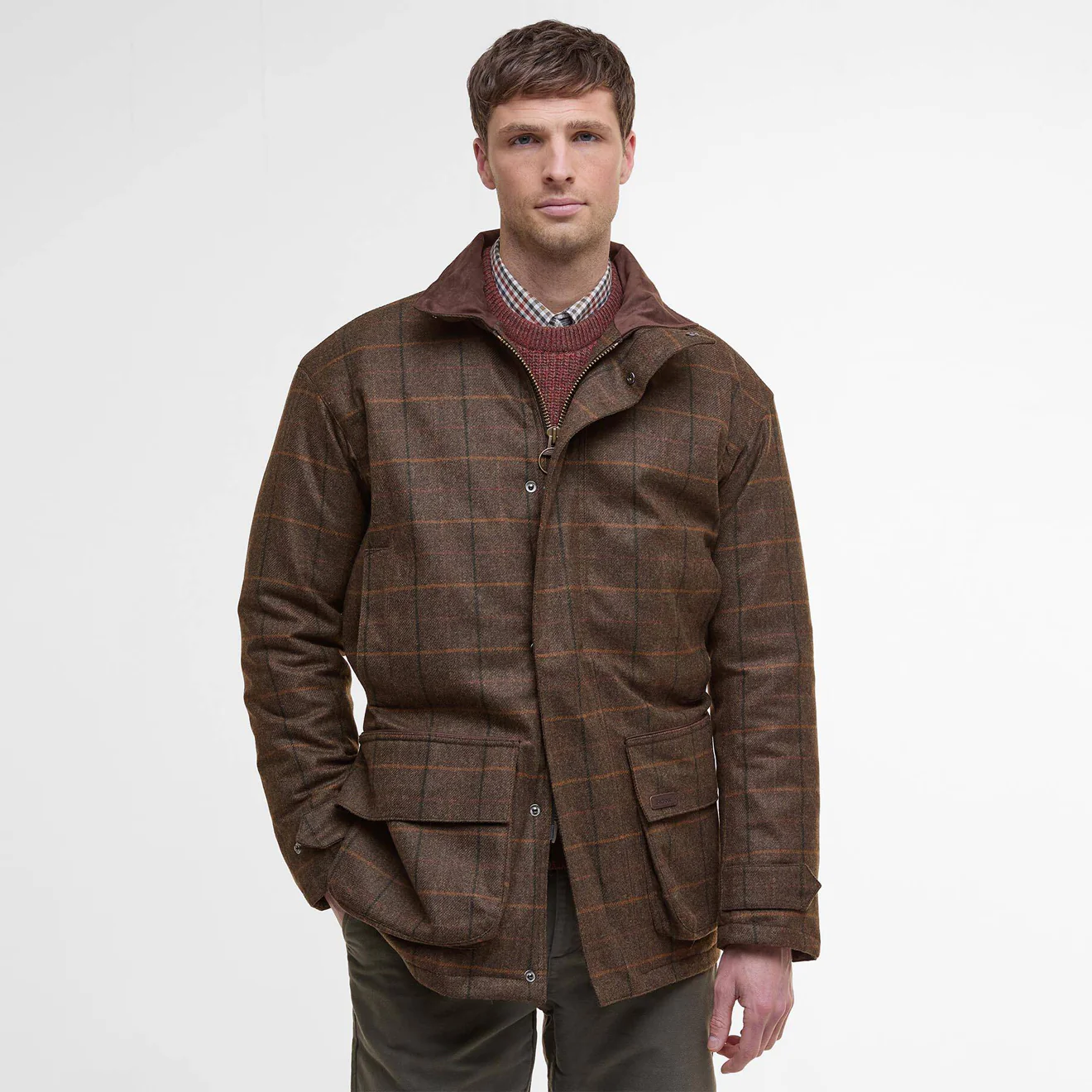Barbour Wool Beaconsfield Jacket Burnhill Brown Check - Image 2