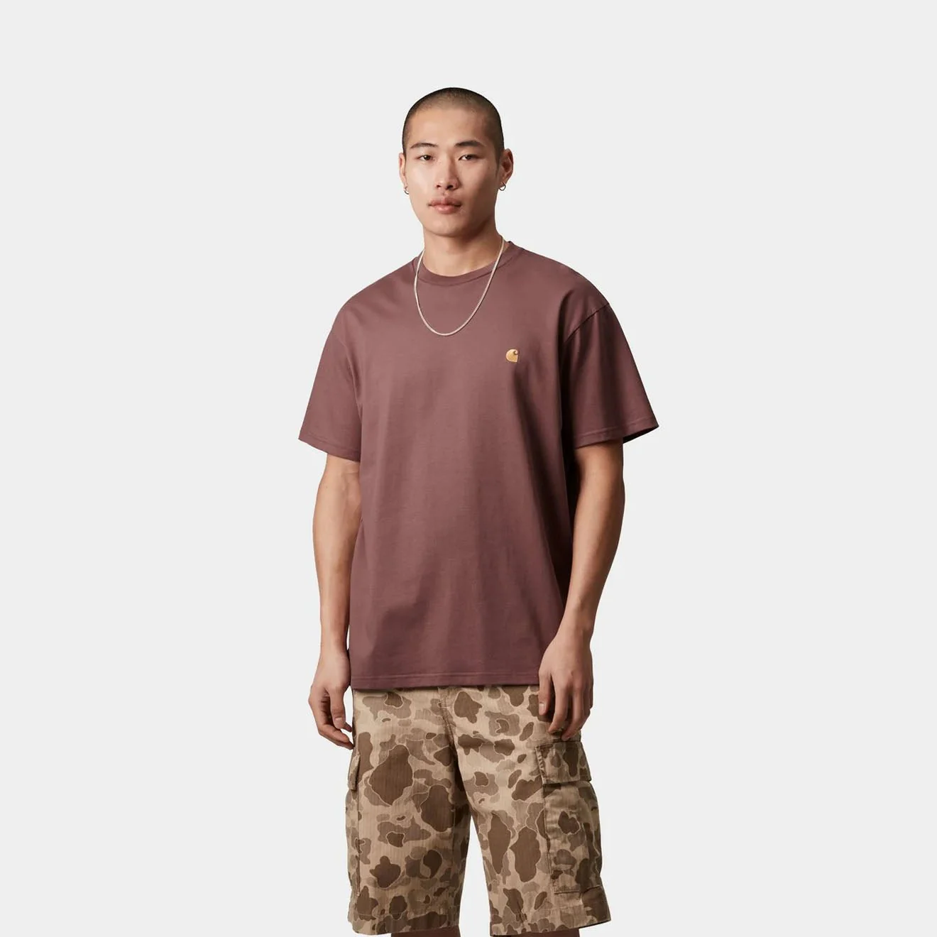 Carhartt WIP S/S Chase T-Shirt Dusky Pink / Gold - Image 3