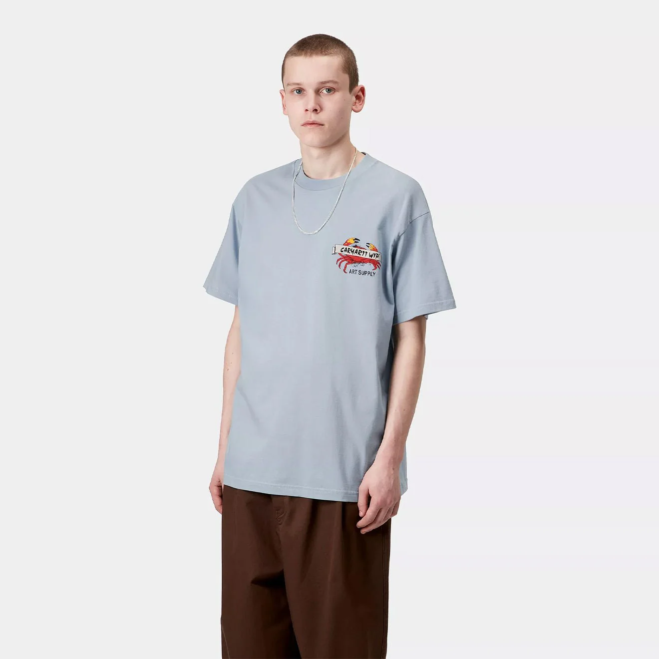 Carhartt WIP S/S Crab Paint T-Shirt Frosted Blue - Image 3