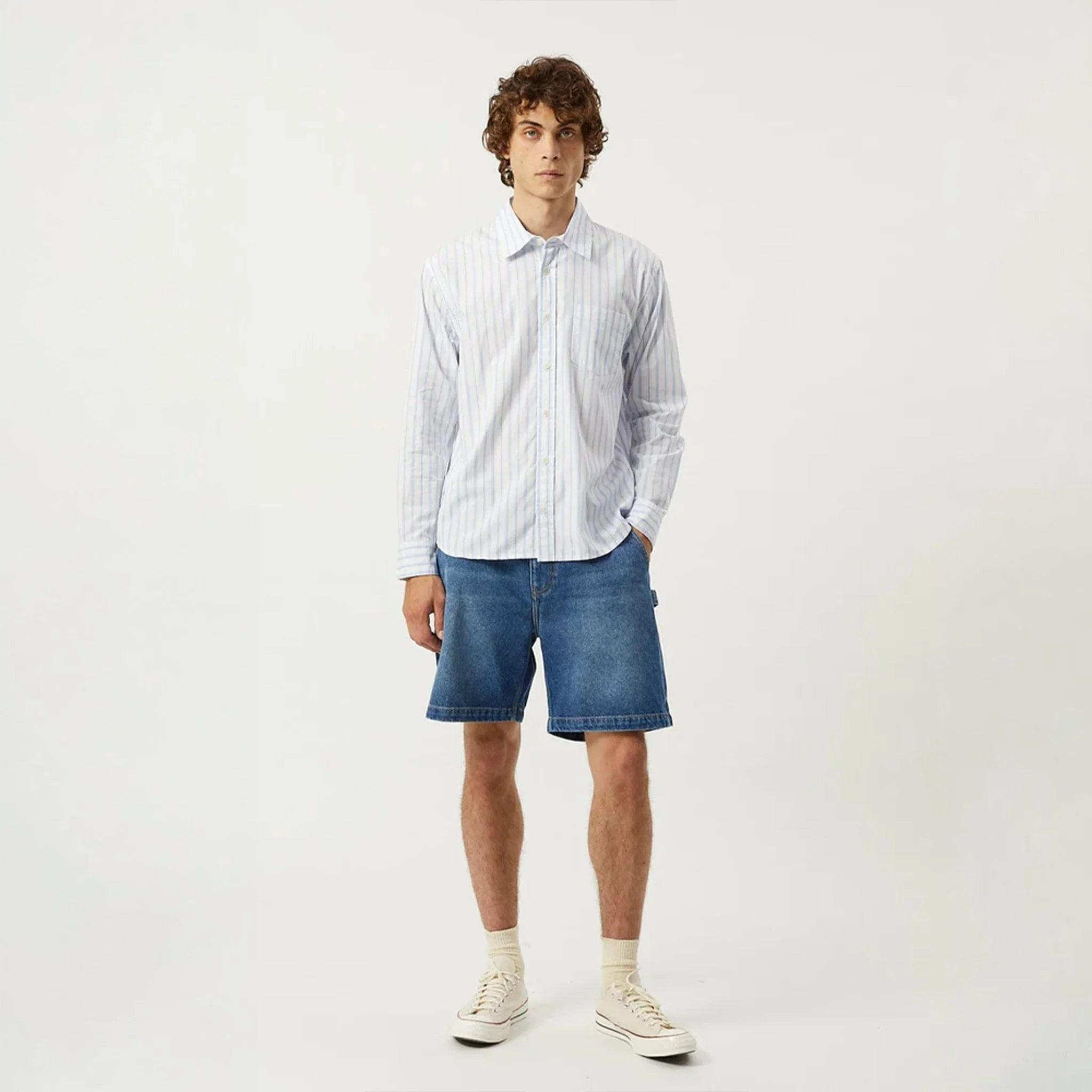 Corridor Berg Stripe L/S Shirt White / Blue - Image 2