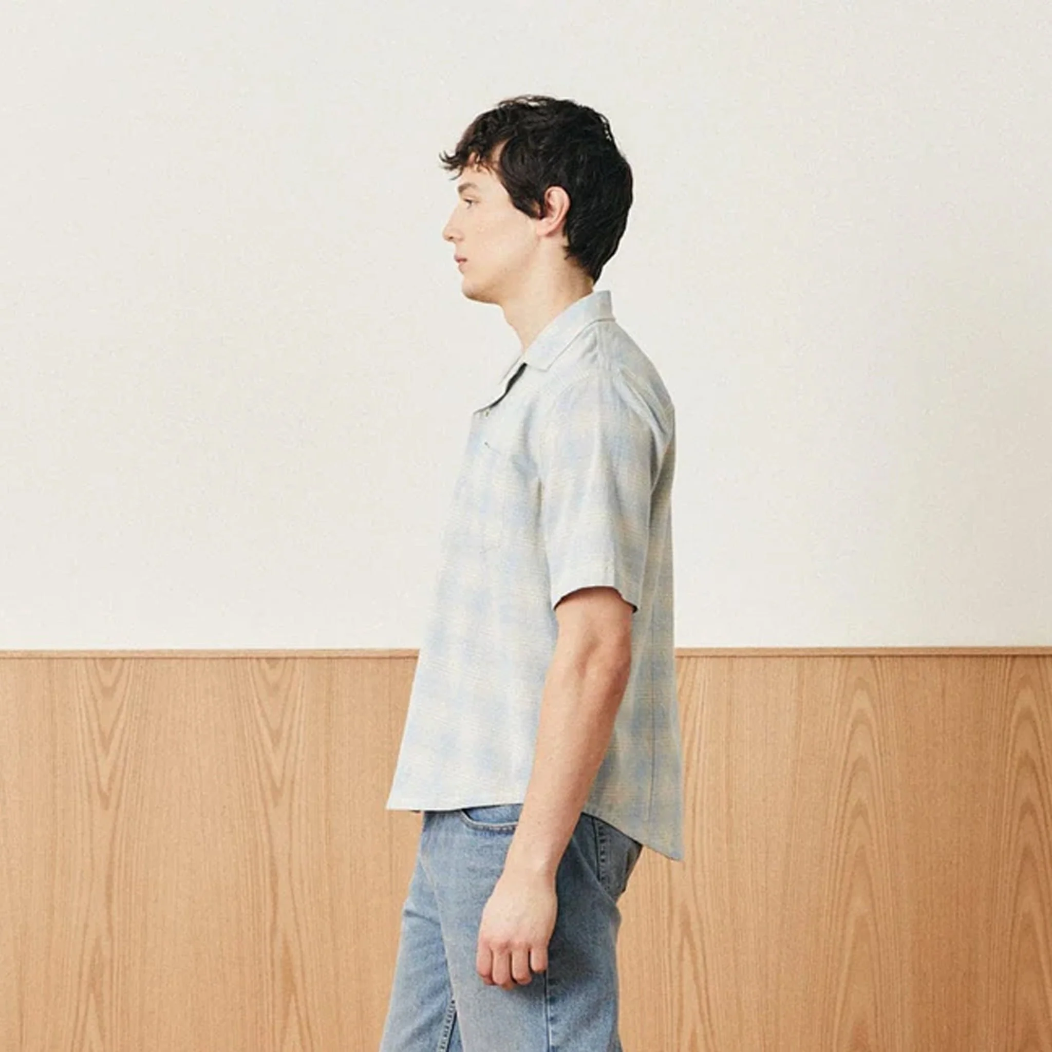 Corridor Linen Plaid S/S Shirt Light Blue - Image 3