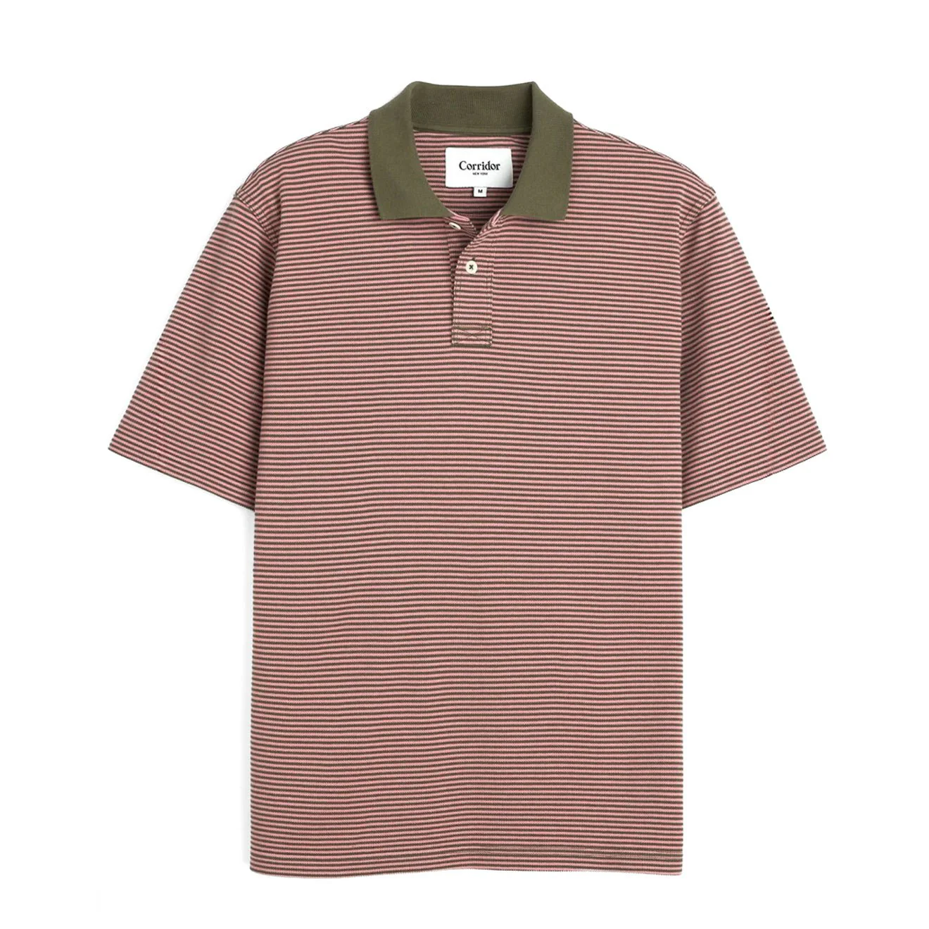 Corridor Stripe Pique Polo S/S Shirt Pink