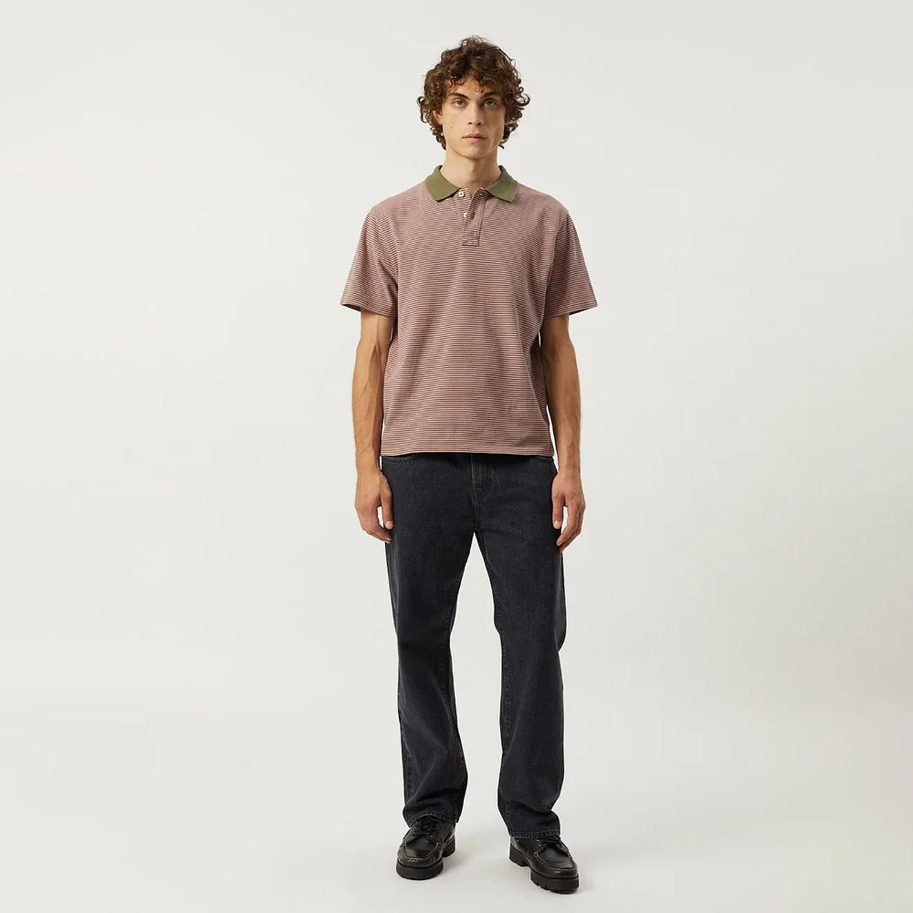 Corridor Stripe Pique Polo S/S Shirt Pink - Image 2