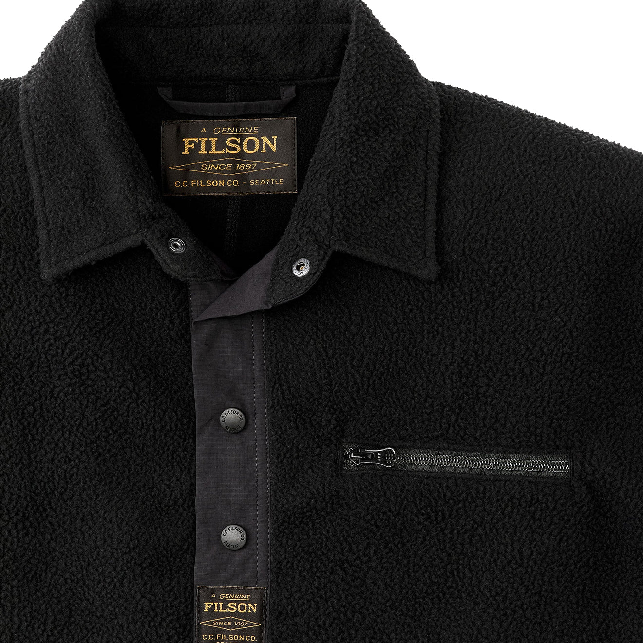 Filson Pile Fleece Pullover Black - Image 3