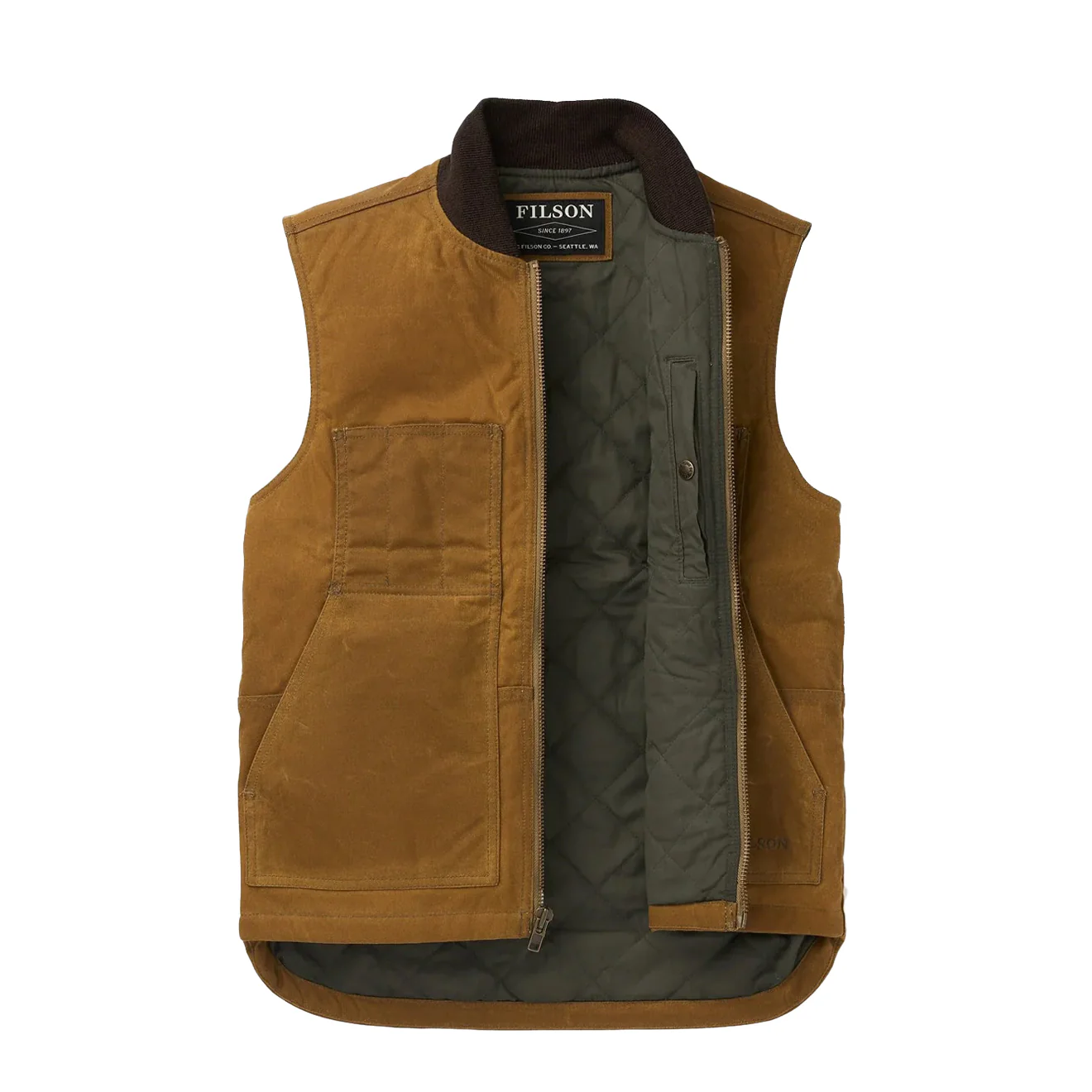 Filson Tin Cloth Insulated Work Vest Dark Tan - Image 2